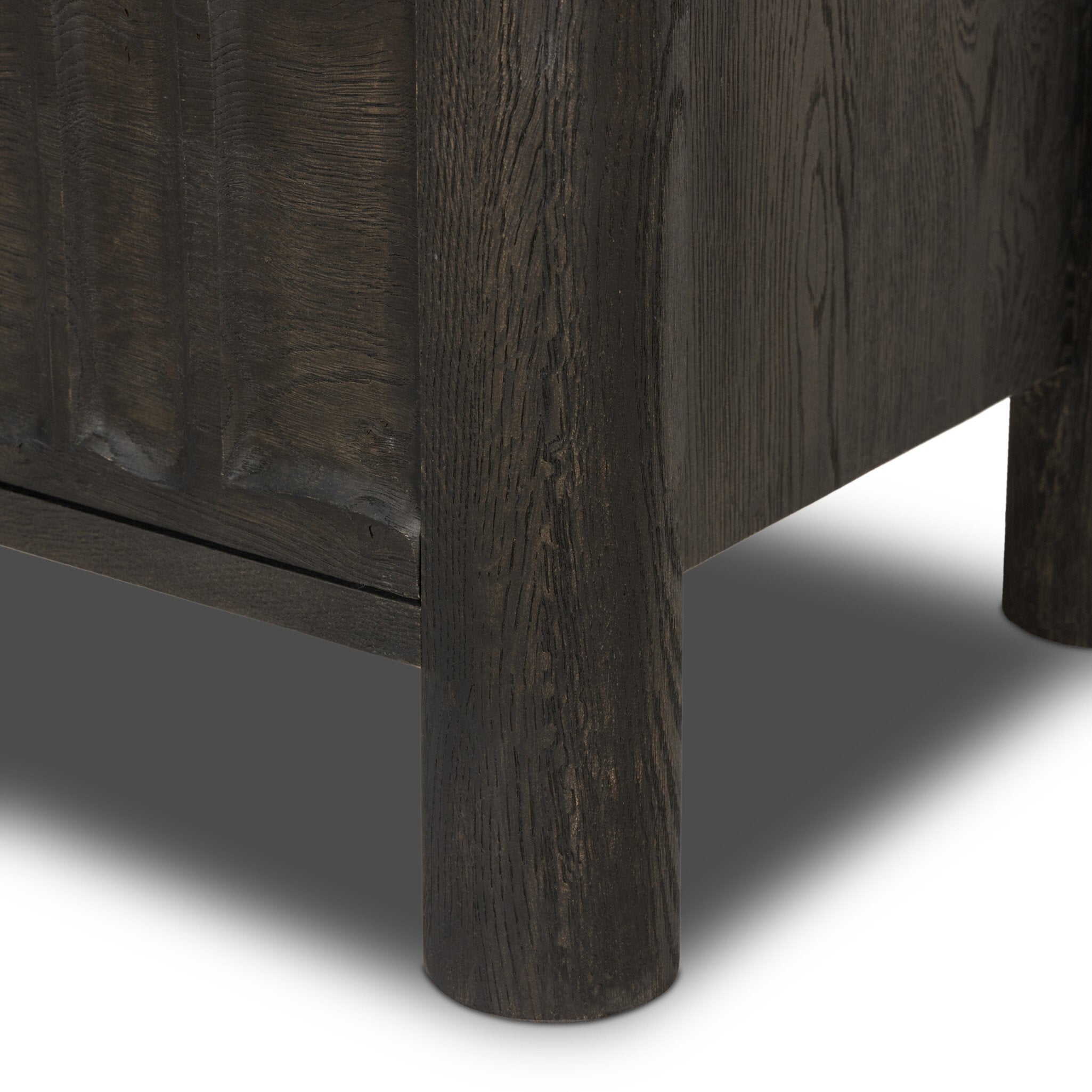 Four Hands Ezri Nightstand — Black Oak-Carved Black Oak