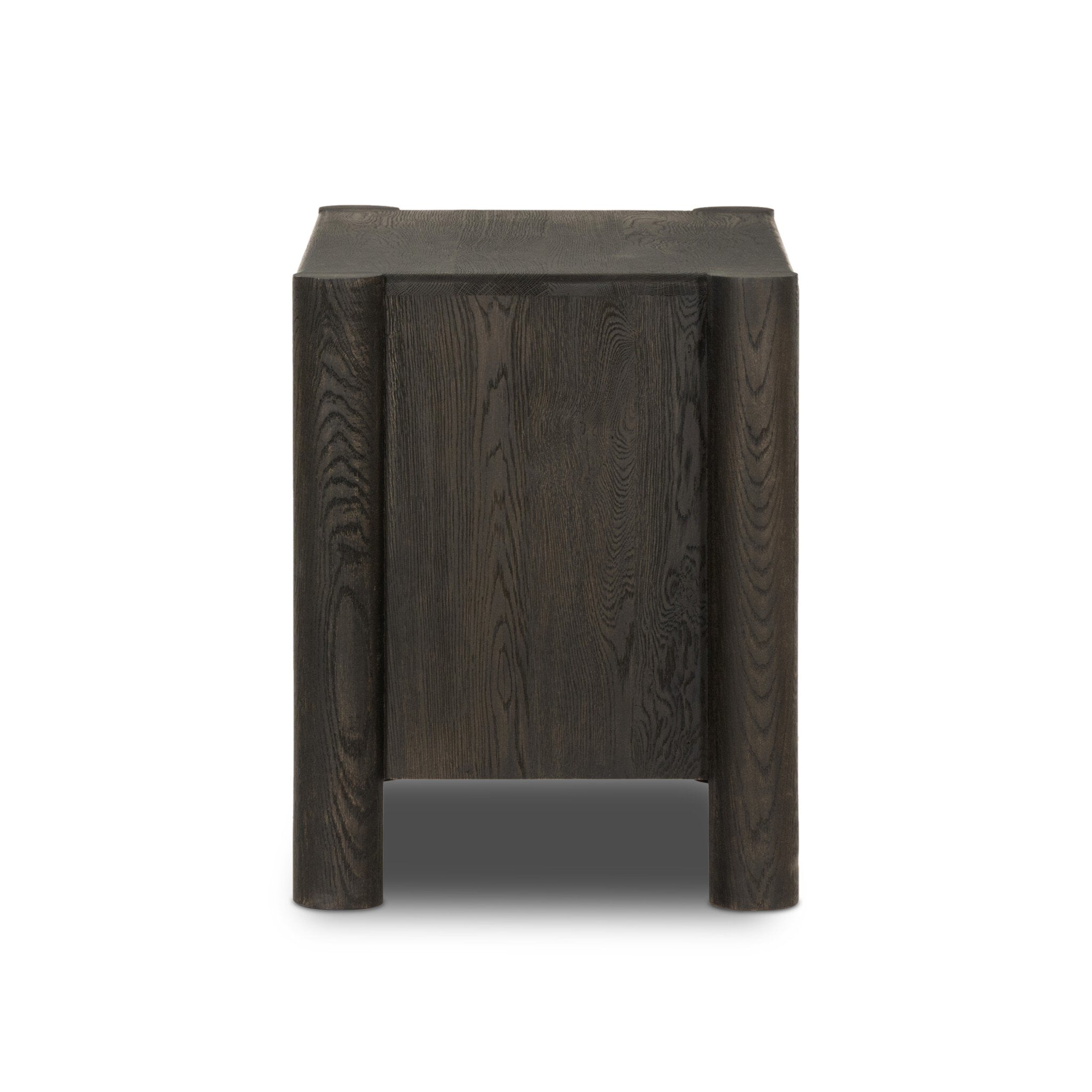 Four Hands Ezri Nightstand — Black Oak-Carved Black Oak