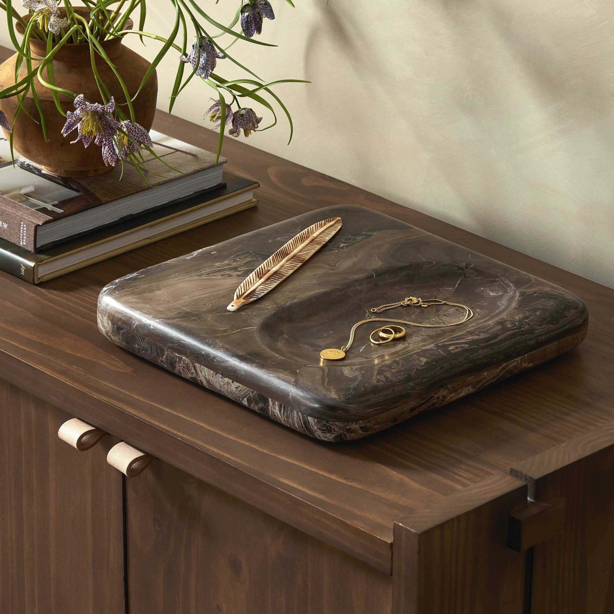 Four Hands Rossi Catchall — Rocky Brown Marble