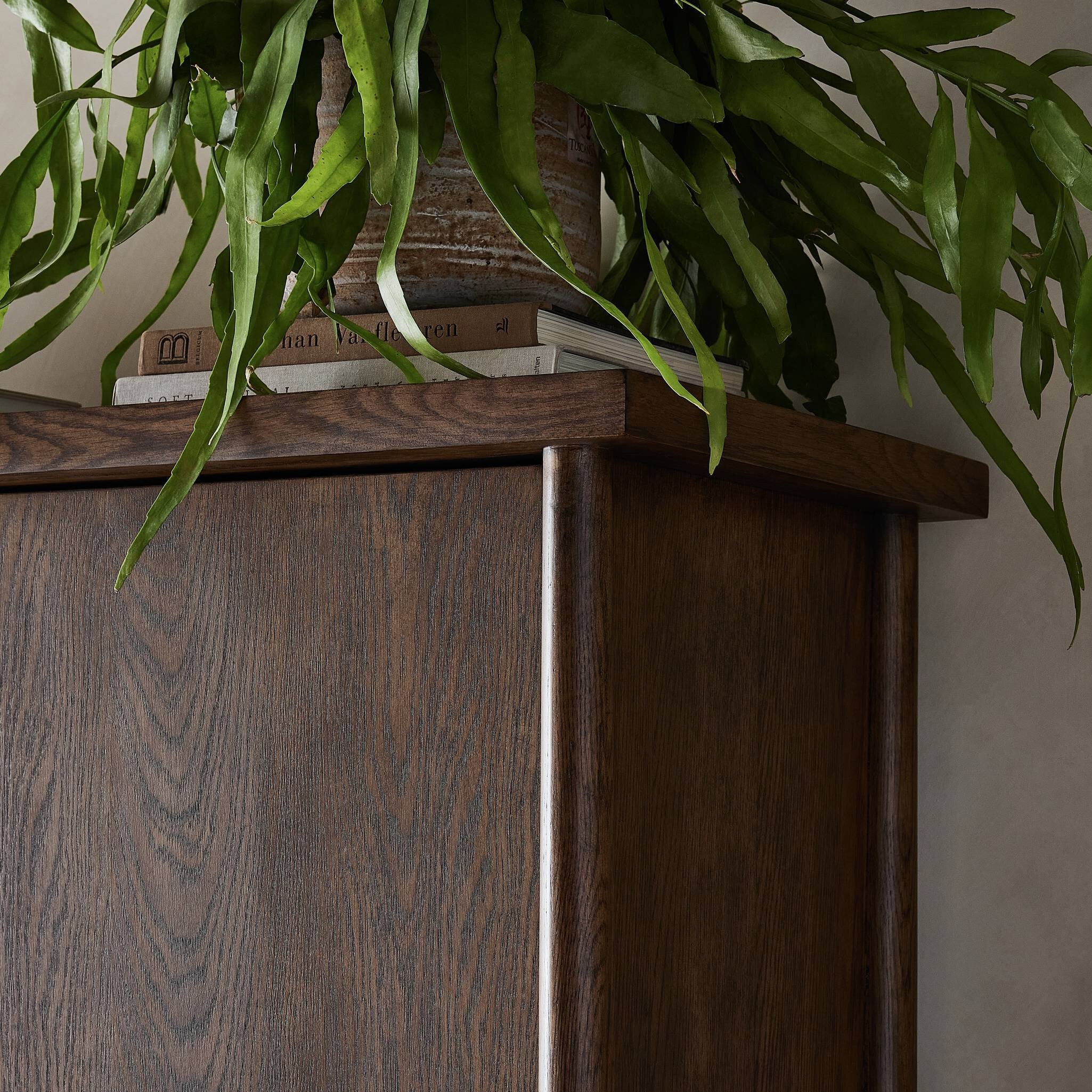 Four Hands Renaud 3-Door Cabinet — Dark Toasted Oak-Dark Toasted Oak Veneer