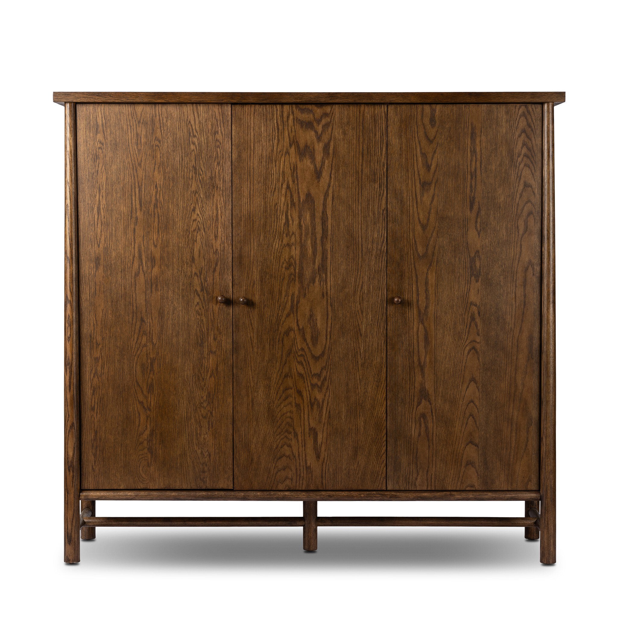 Four Hands Renaud 3-Door Cabinet — Dark Toasted Oak-Dark Toasted Oak Veneer