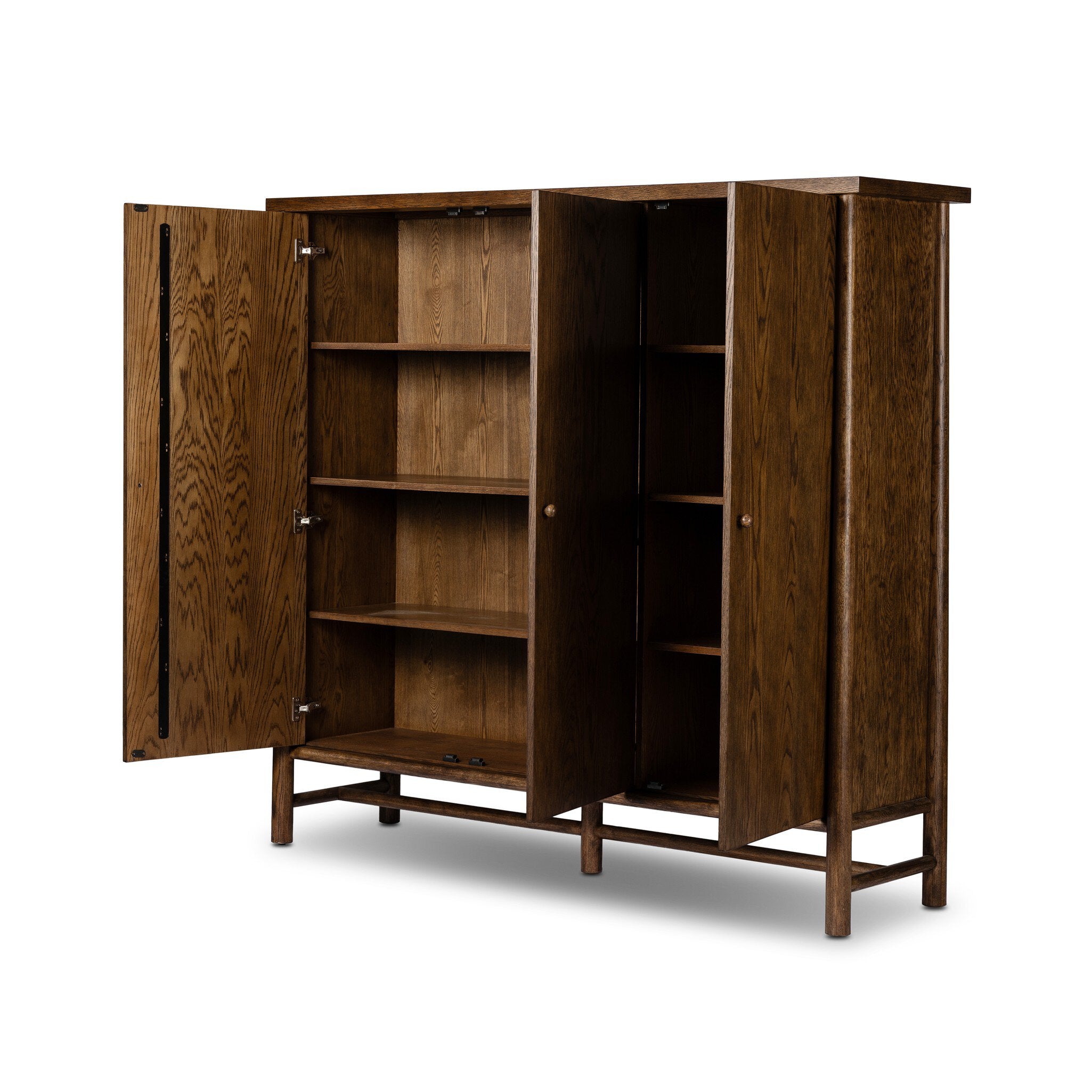 Four Hands Renaud 3-Door Cabinet — Dark Toasted Oak-Dark Toasted Oak Veneer