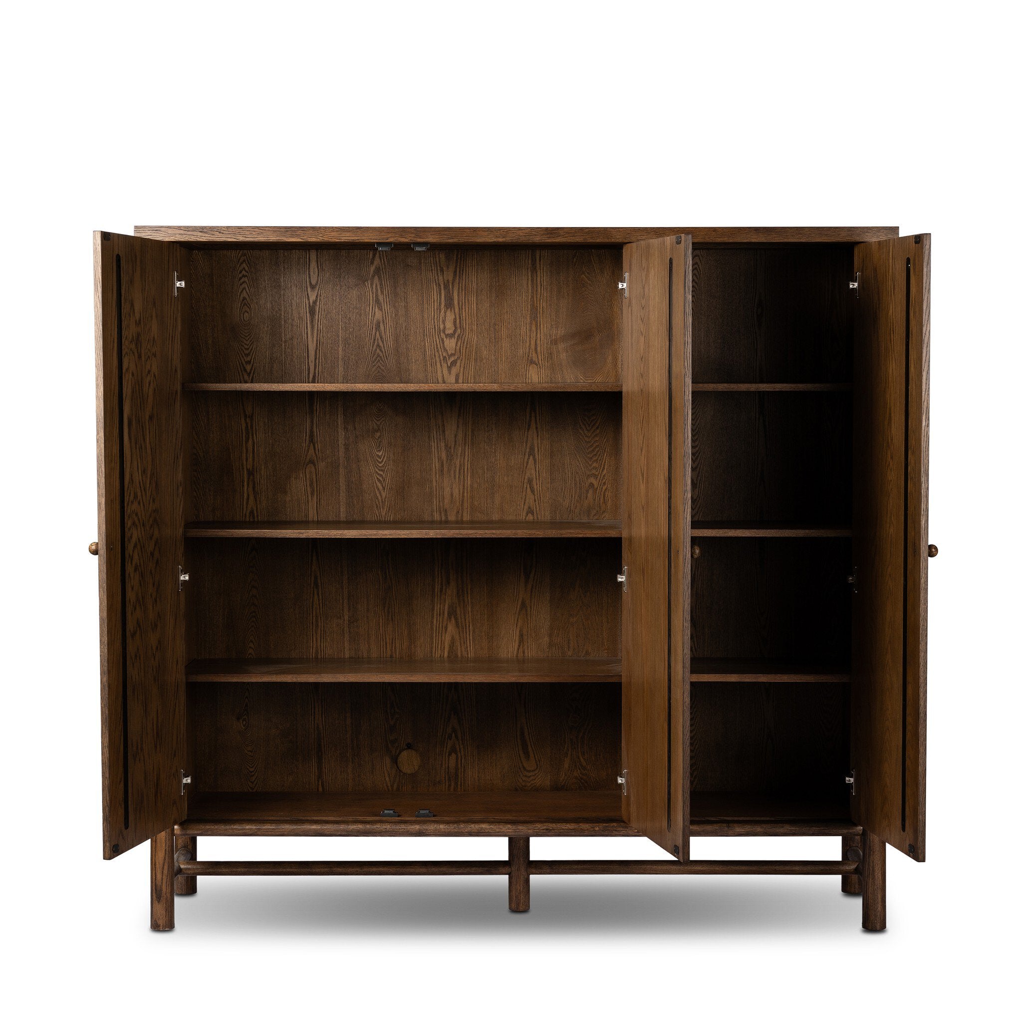 Four Hands Renaud 3-Door Cabinet — Dark Toasted Oak-Dark Toasted Oak Veneer