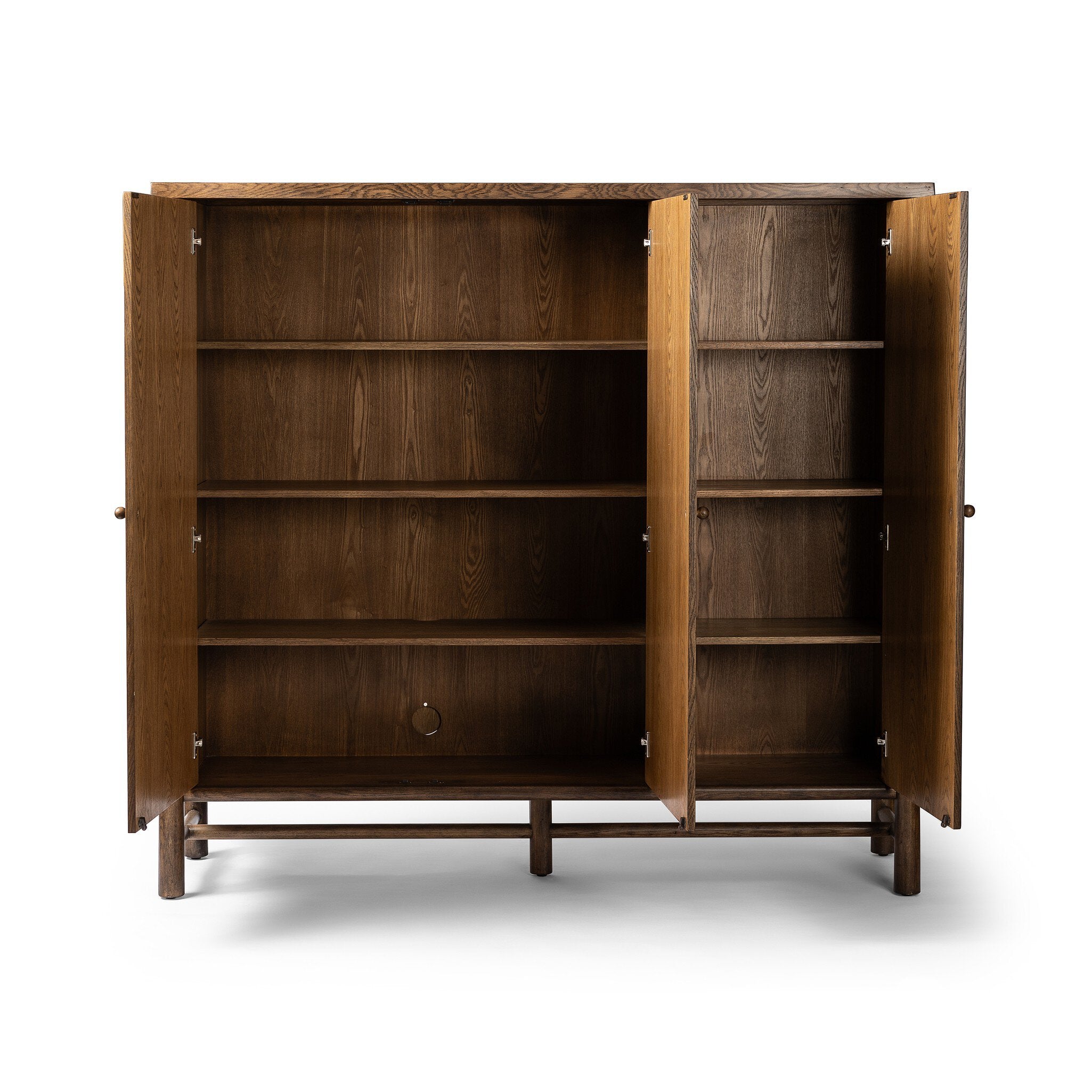 Four Hands Renaud 3-Door Cabinet — Dark Toasted Oak-Dark Toasted Oak Veneer