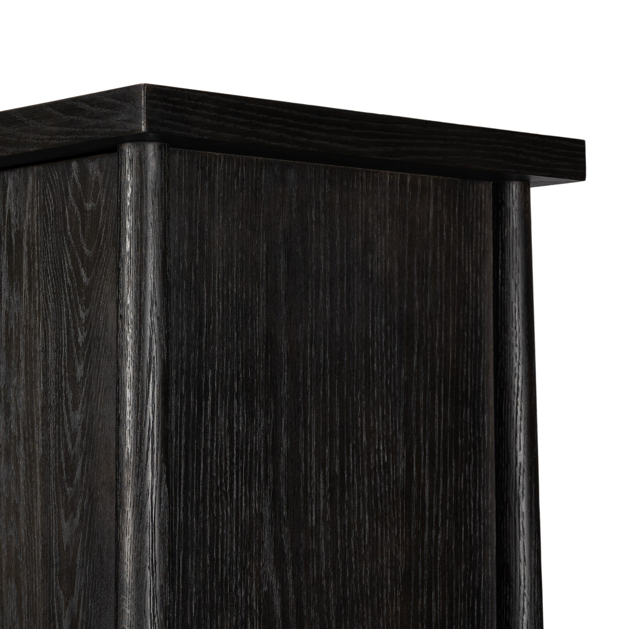 Four Hands Renaud 3-Door Cabinet — Charcoal Oak-Charcoal Oak Veneer