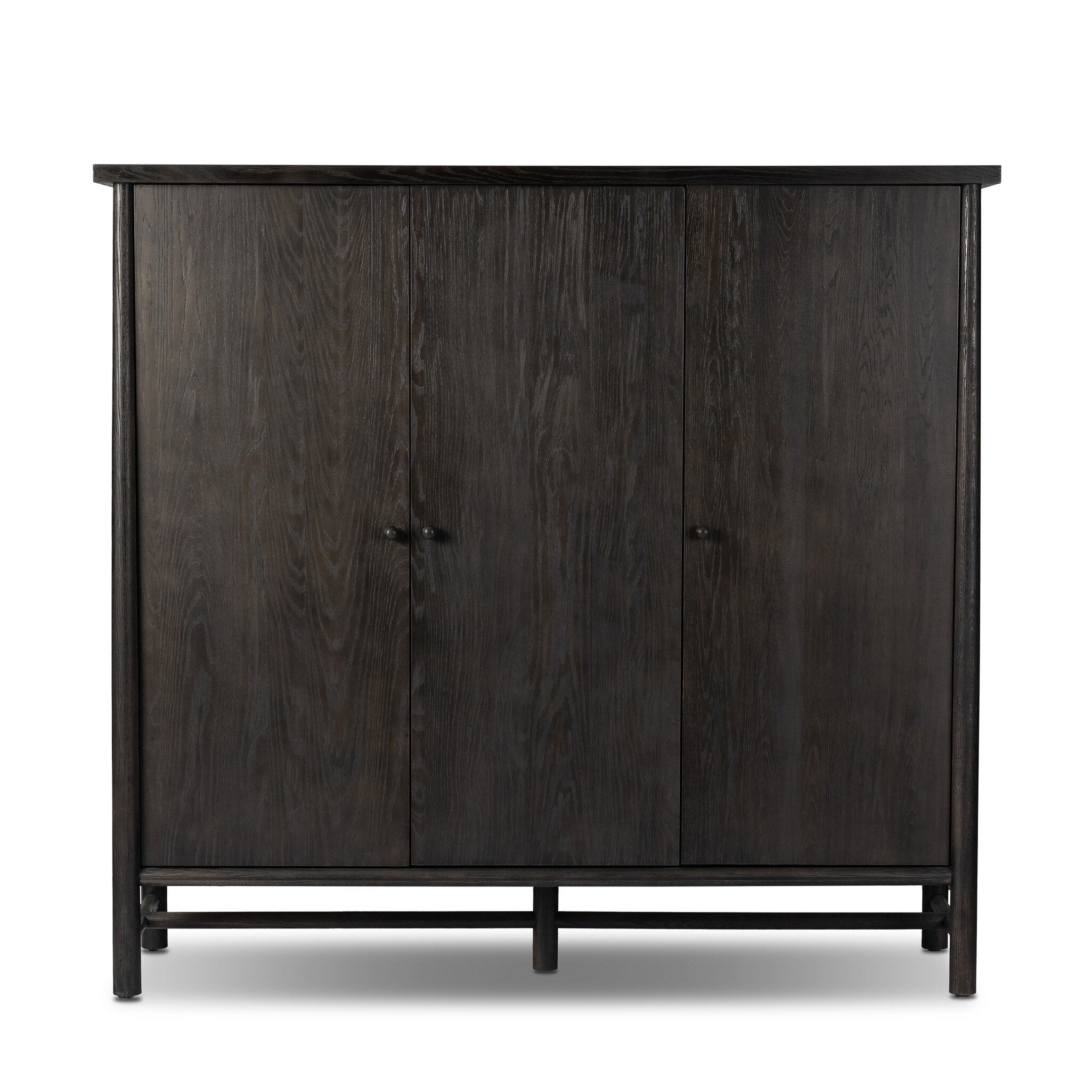 Four Hands Renaud 3-Door Cabinet — Charcoal Oak-Charcoal Oak Veneer