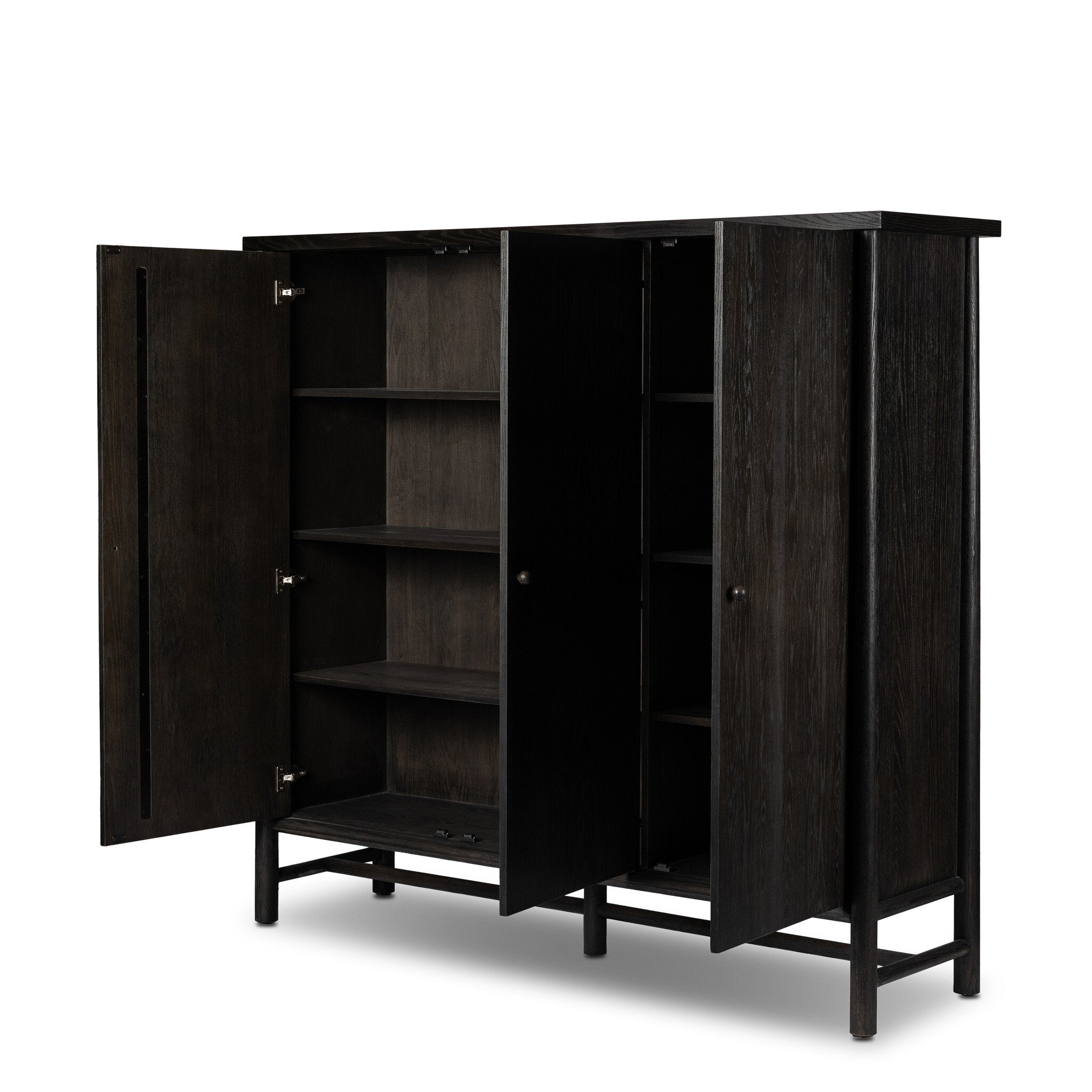 Four Hands Renaud 3-Door Cabinet — Charcoal Oak-Charcoal Oak Veneer