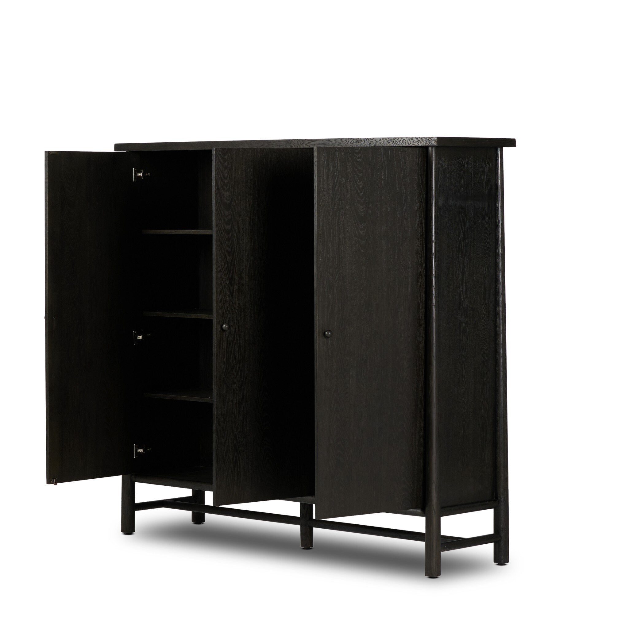 Four Hands Renaud 3-Door Cabinet — Charcoal Oak-Charcoal Oak Veneer