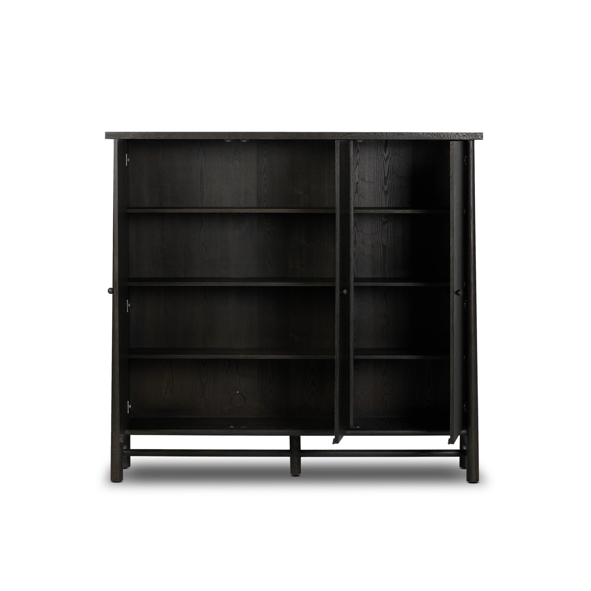 Four Hands Renaud 3-Door Cabinet — Charcoal Oak-Charcoal Oak Veneer