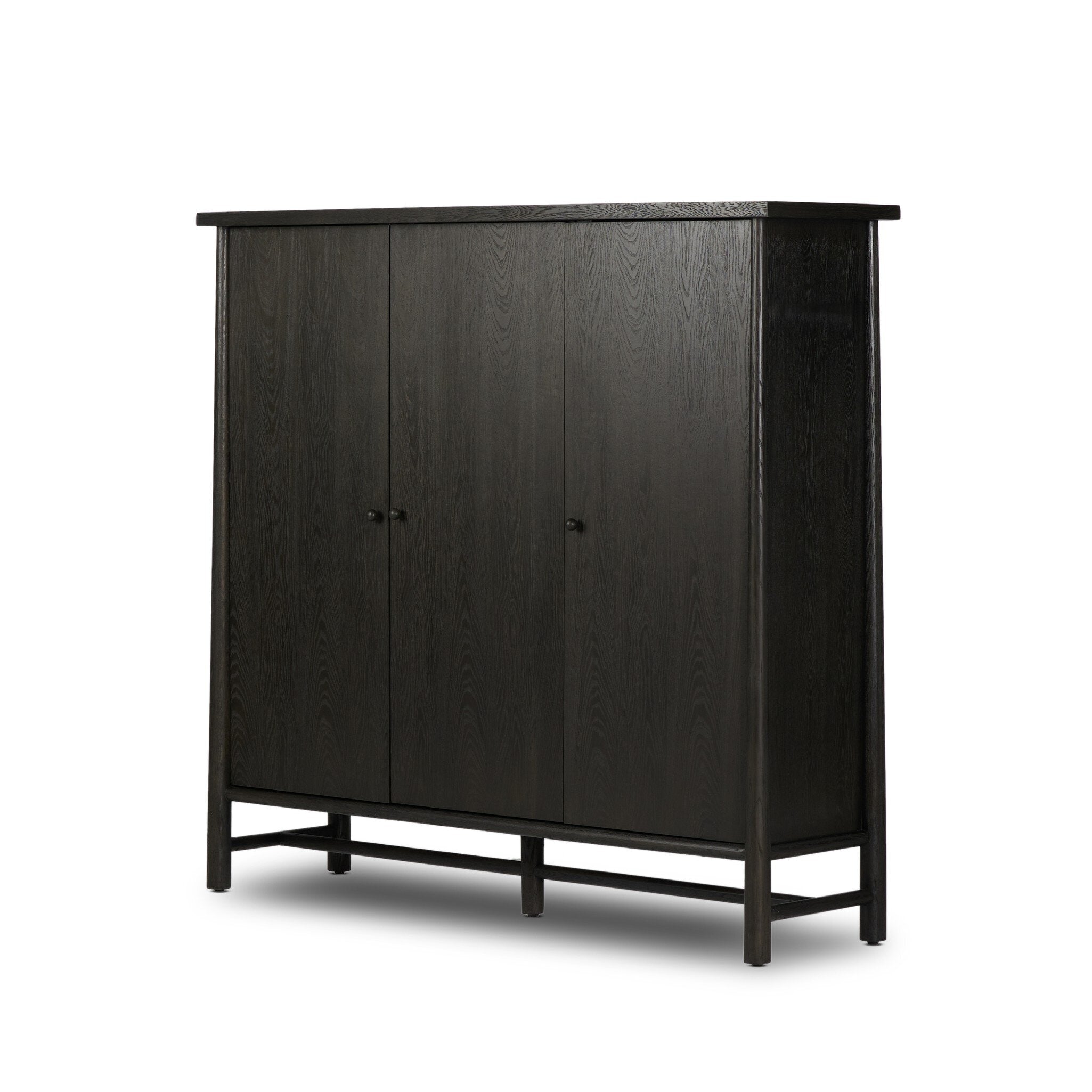 Four Hands Renaud 3-Door Cabinet — Charcoal Oak-Charcoal Oak Veneer