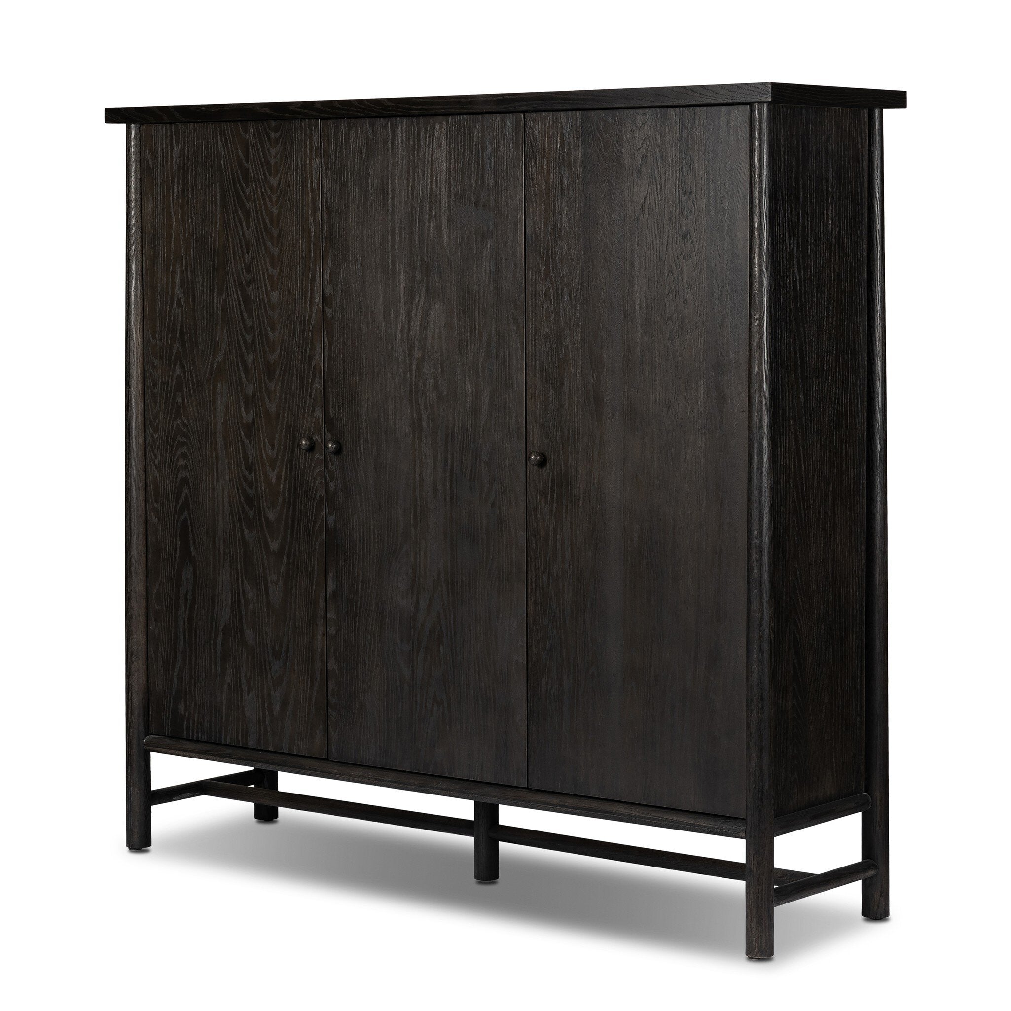 Four Hands Renaud 3-Door Cabinet — Charcoal Oak-Charcoal Oak Veneer