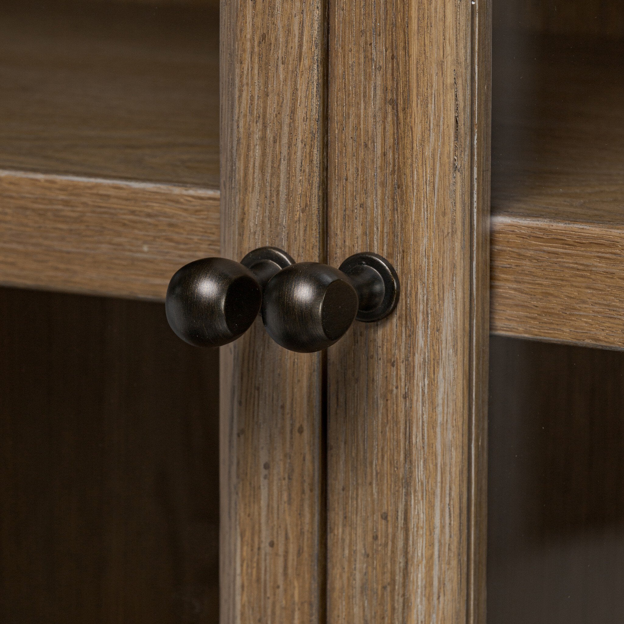 Four Hands Dawes Cabinet — Weathered Oak-Weathered Oak Veneer-Aged Bronze