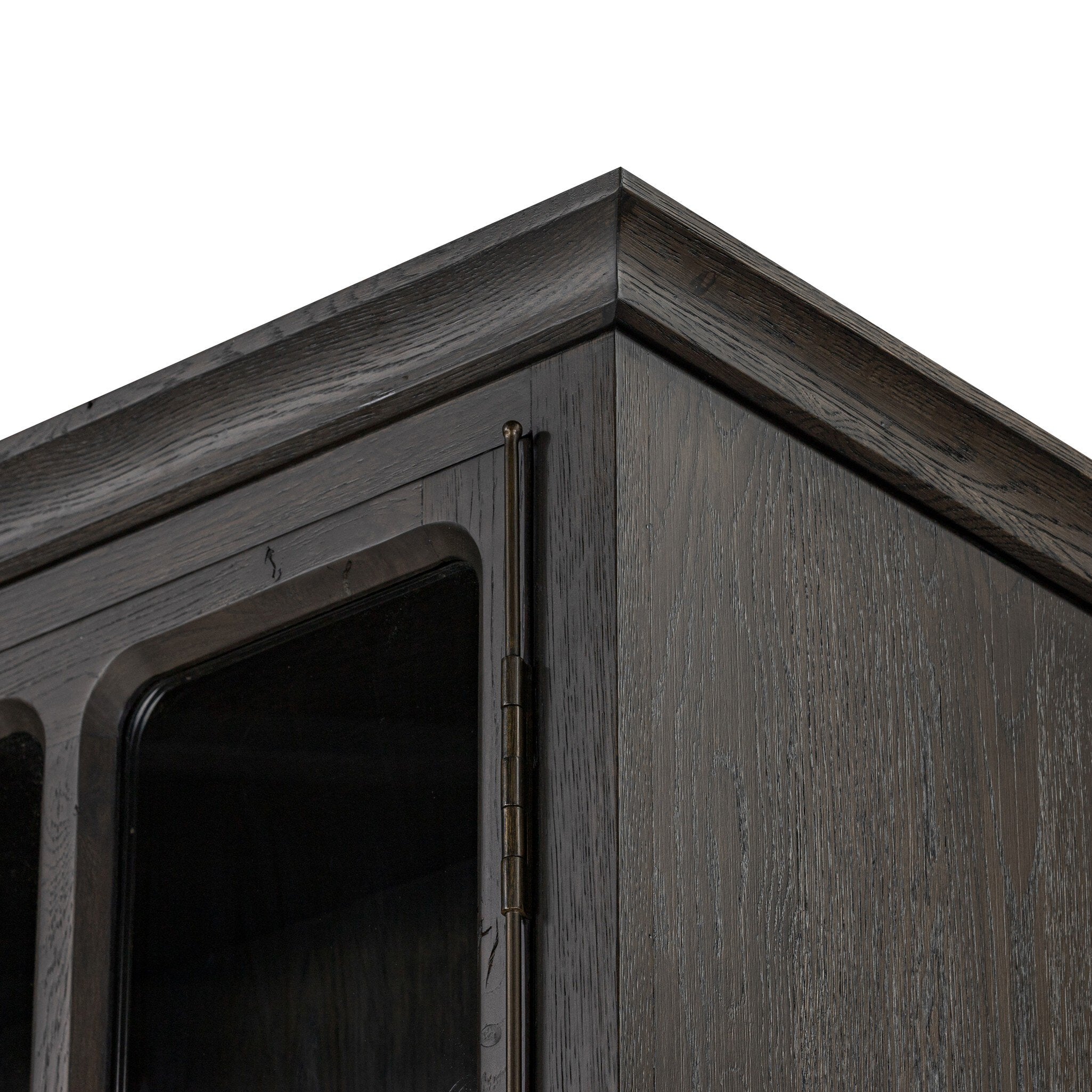 Four Hands Dawes Cabinet — Smoked Black Resawn Oak-Smoked Black Oak-Brushed Brass