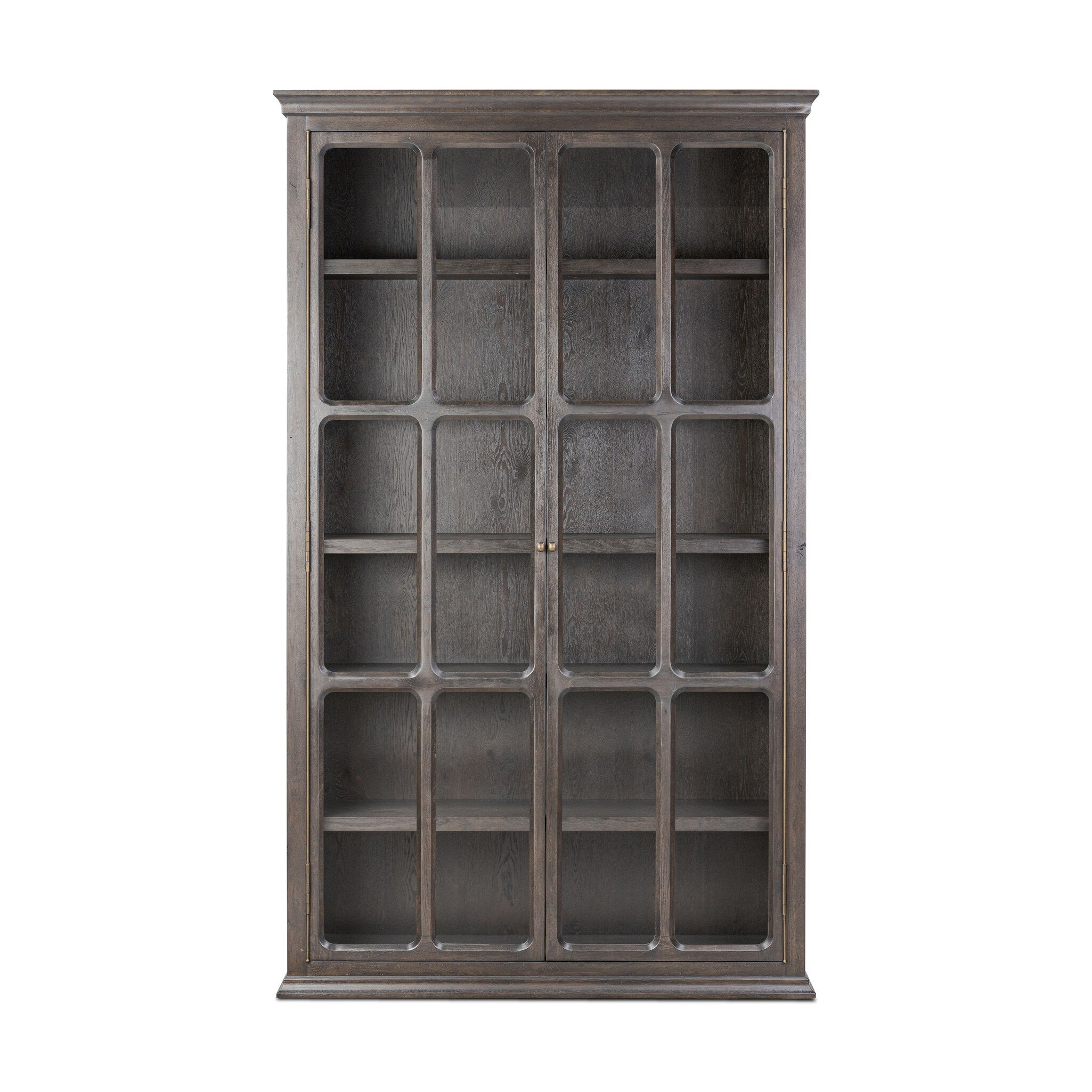 Four Hands Dawes Cabinet — Smoked Black Resawn Oak-Smoked Black Oak-Brushed Brass