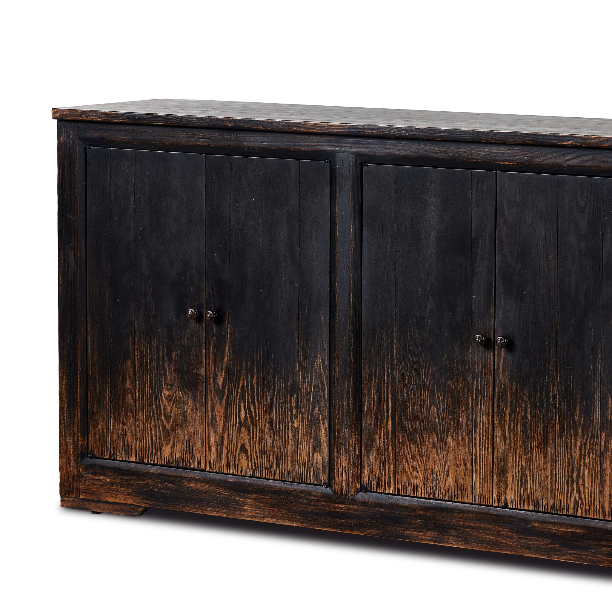 Four Hands It Takes An Hour Sideboard — Distressed Black-Distressed Black Veneer-Aged Bronze