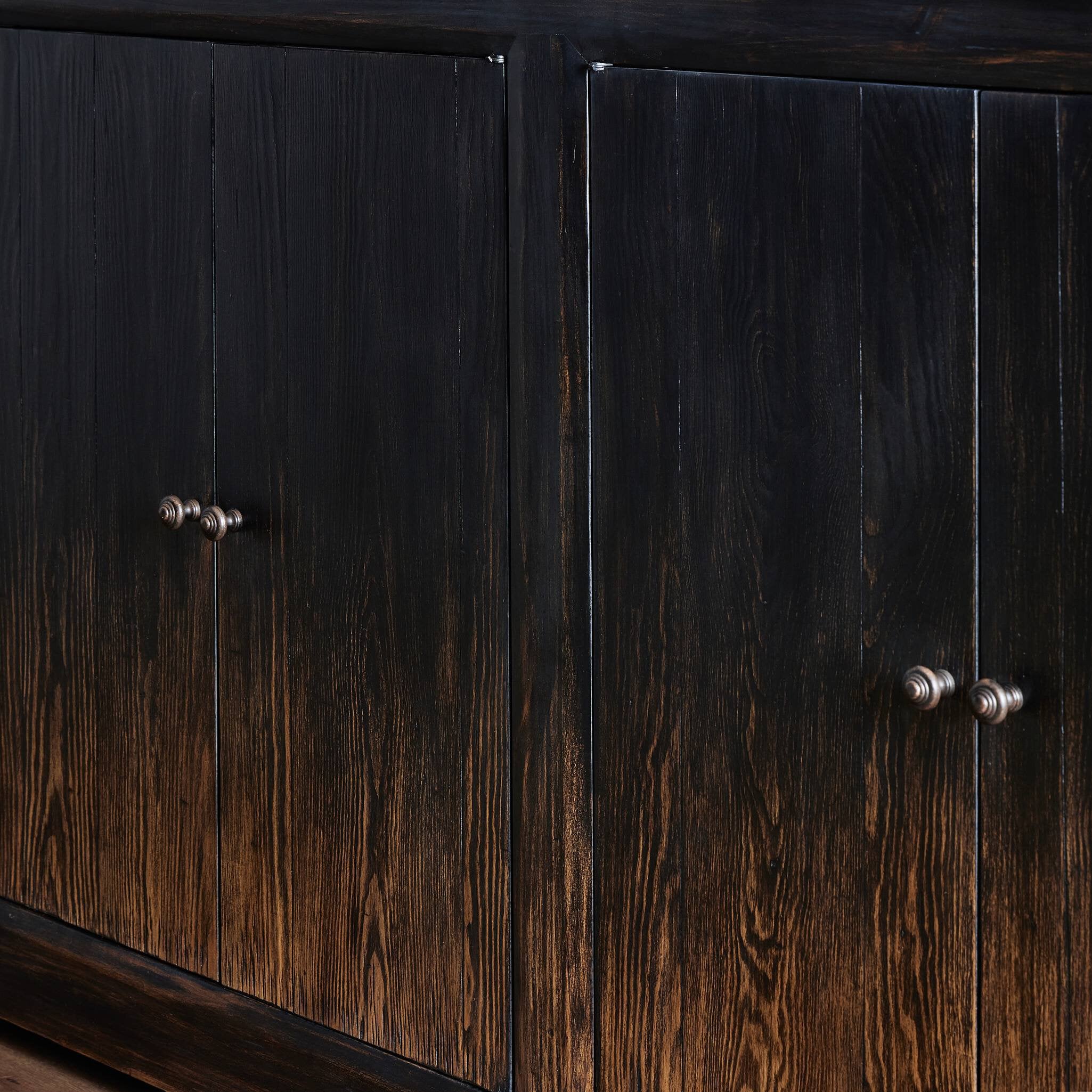 Four Hands It Takes An Hour Sideboard — Distressed Black-Distressed Black Veneer-Aged Bronze