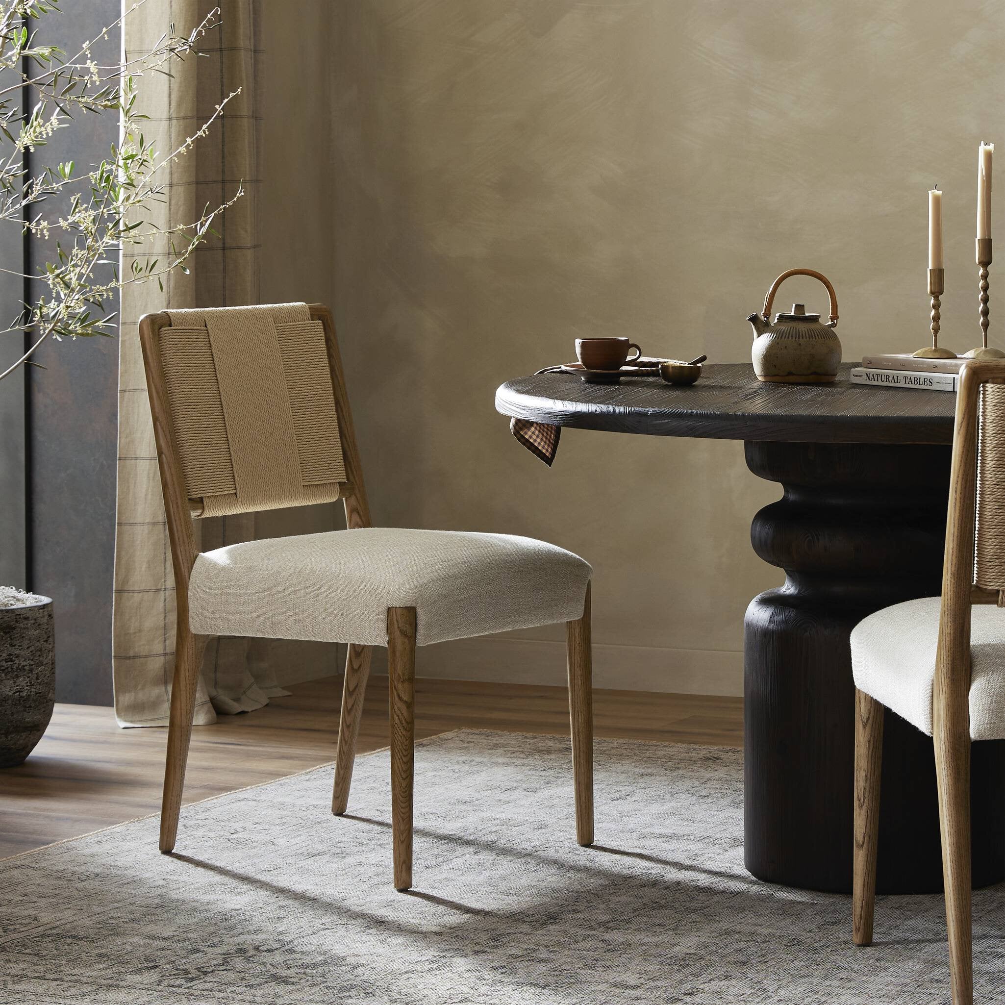 Four Hands Rothler Dining Chair — Alcala Wheat-Tan Ash-Double Twisted Paper Cord