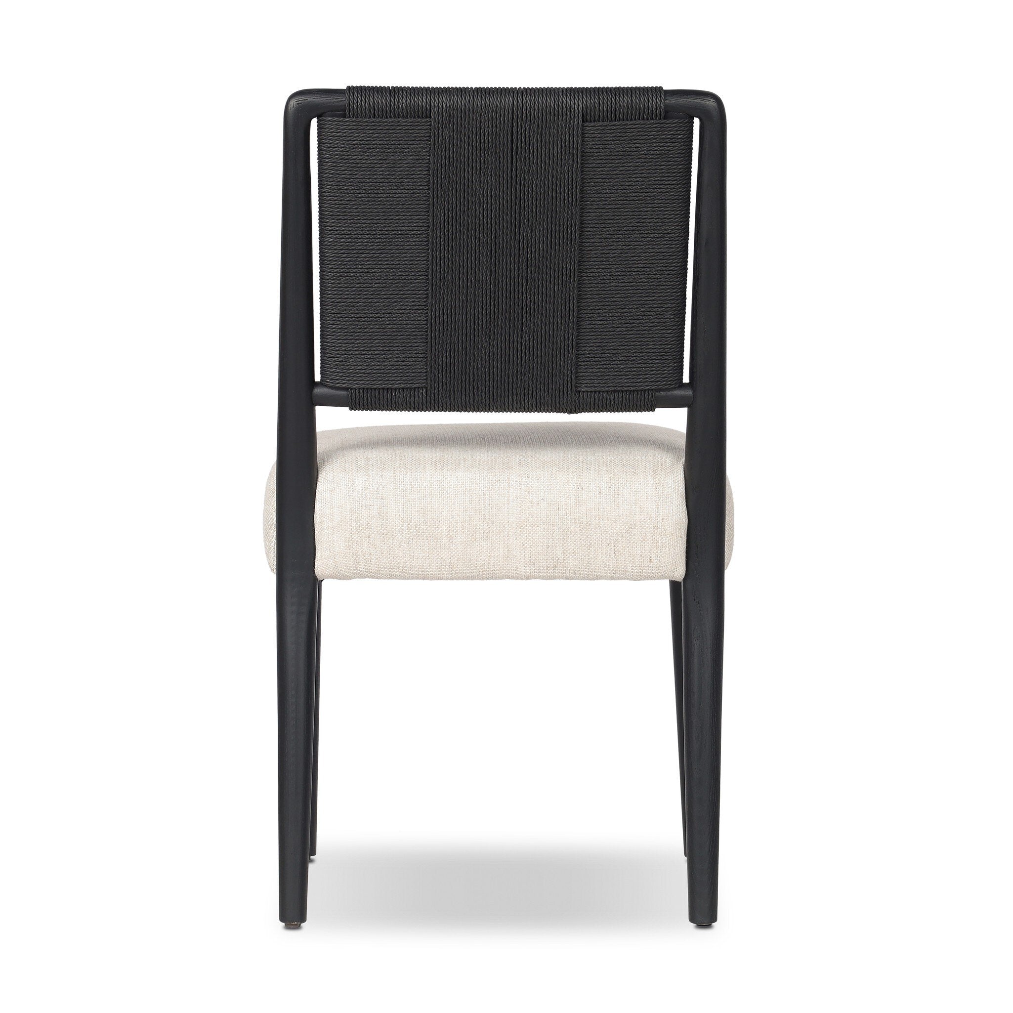 Four Hands Rothler Dining Chair — Essence Natural-Black Brushed Ash-Double Twisted Black Paper Cord