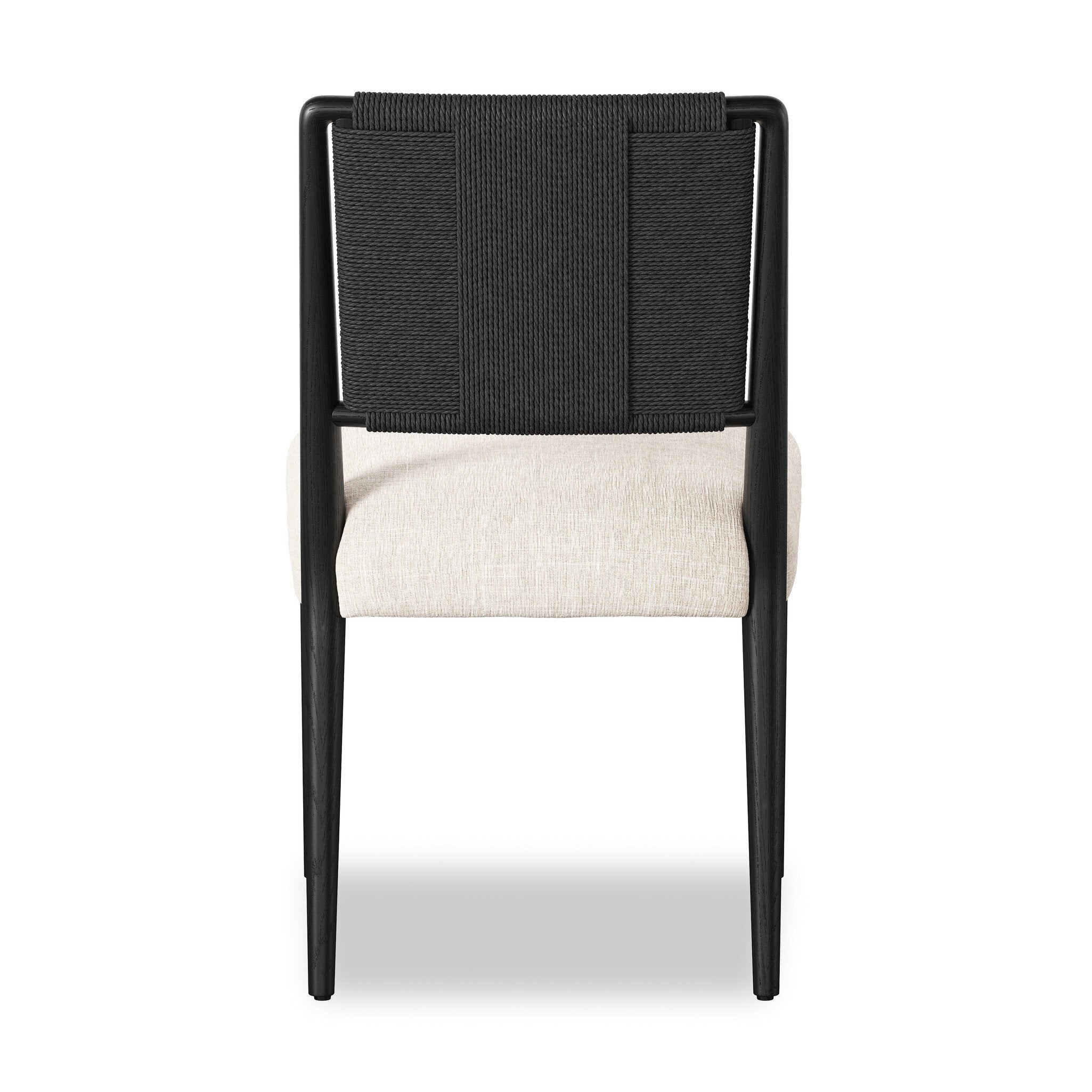 Four Hands Rothler Dining Chair — Essence Natural-Black Brushed Ash-Double Twisted Black Paper Cord