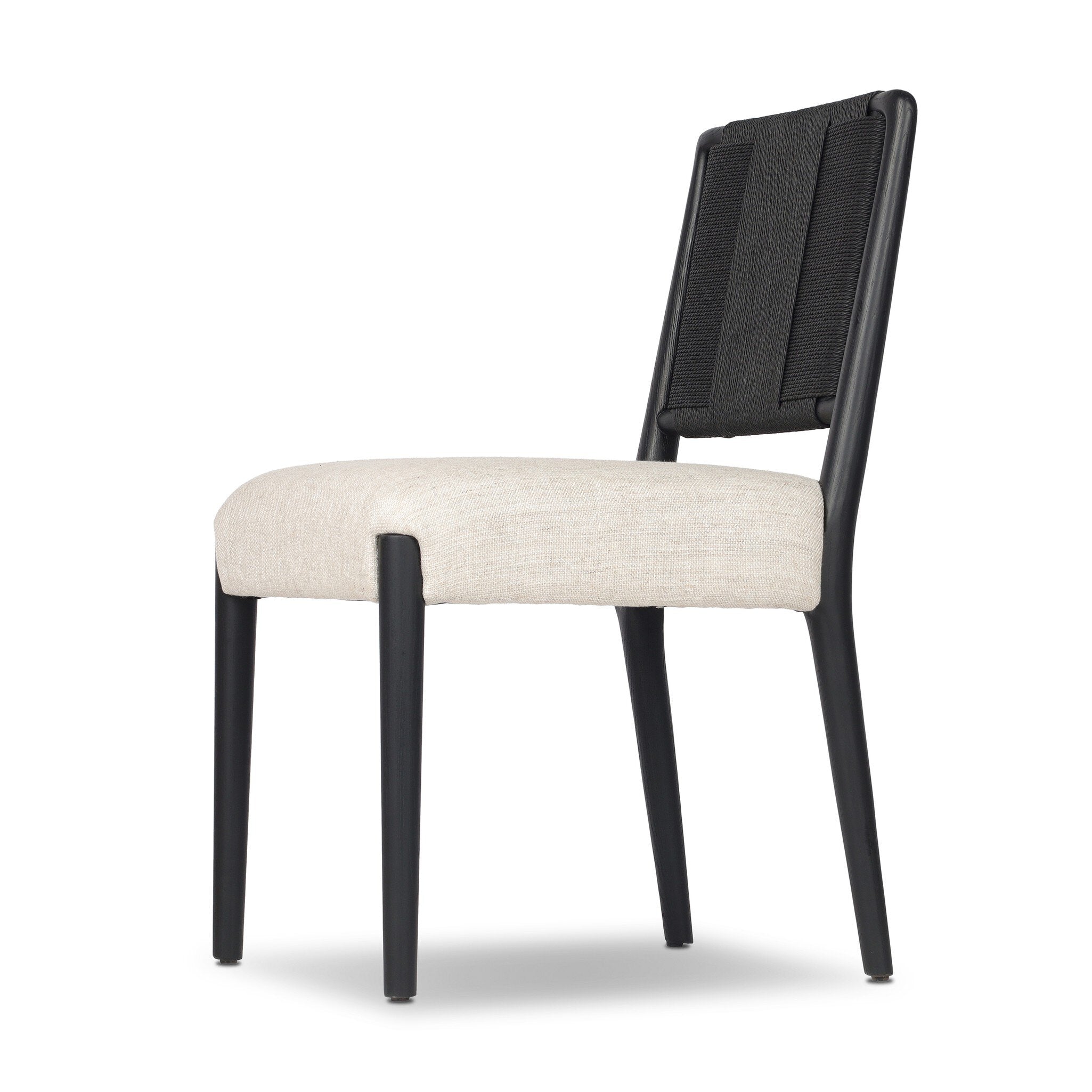 Four Hands Rothler Dining Chair — Essence Natural-Black Brushed Ash-Double Twisted Black Paper Cord
