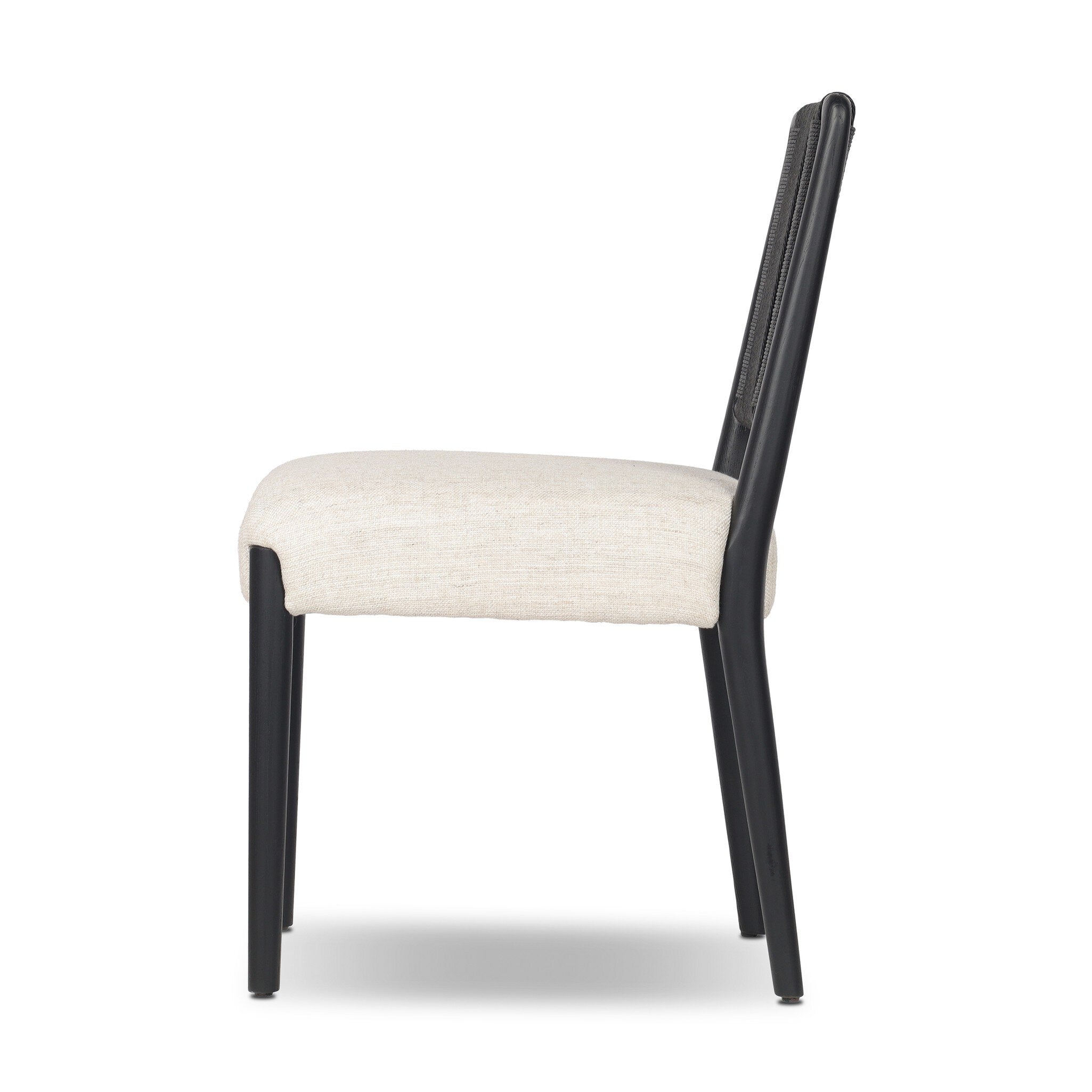 Four Hands Rothler Dining Chair — Essence Natural-Black Brushed Ash-Double Twisted Black Paper Cord