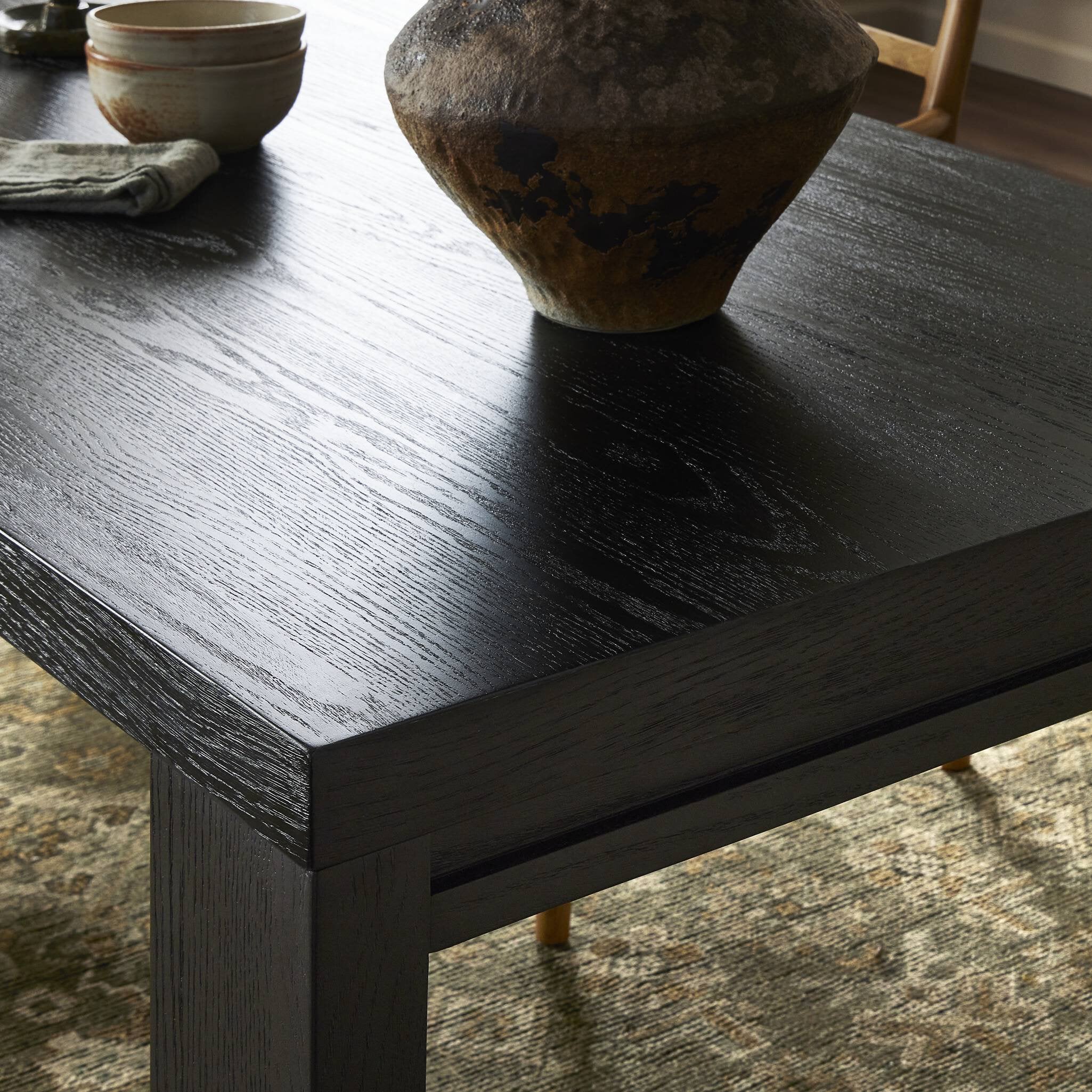 Four Hands Millie Dining Table — Drifted Matte Black-Drifted Matte Black Veneer