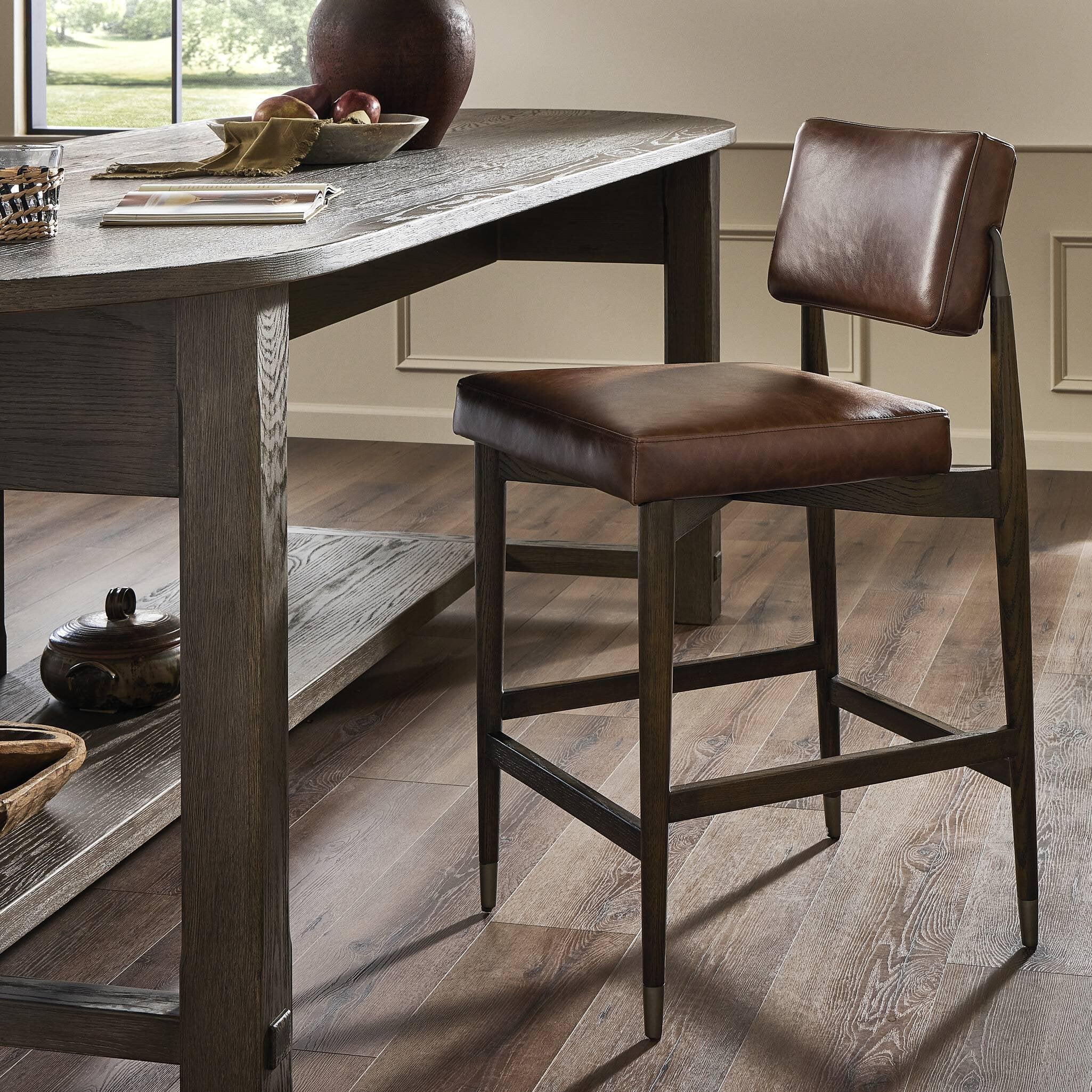 Four Hands Anton Bar + Counter Stool — Havana Brown-Burnt Oak-Raw Iron-Bar