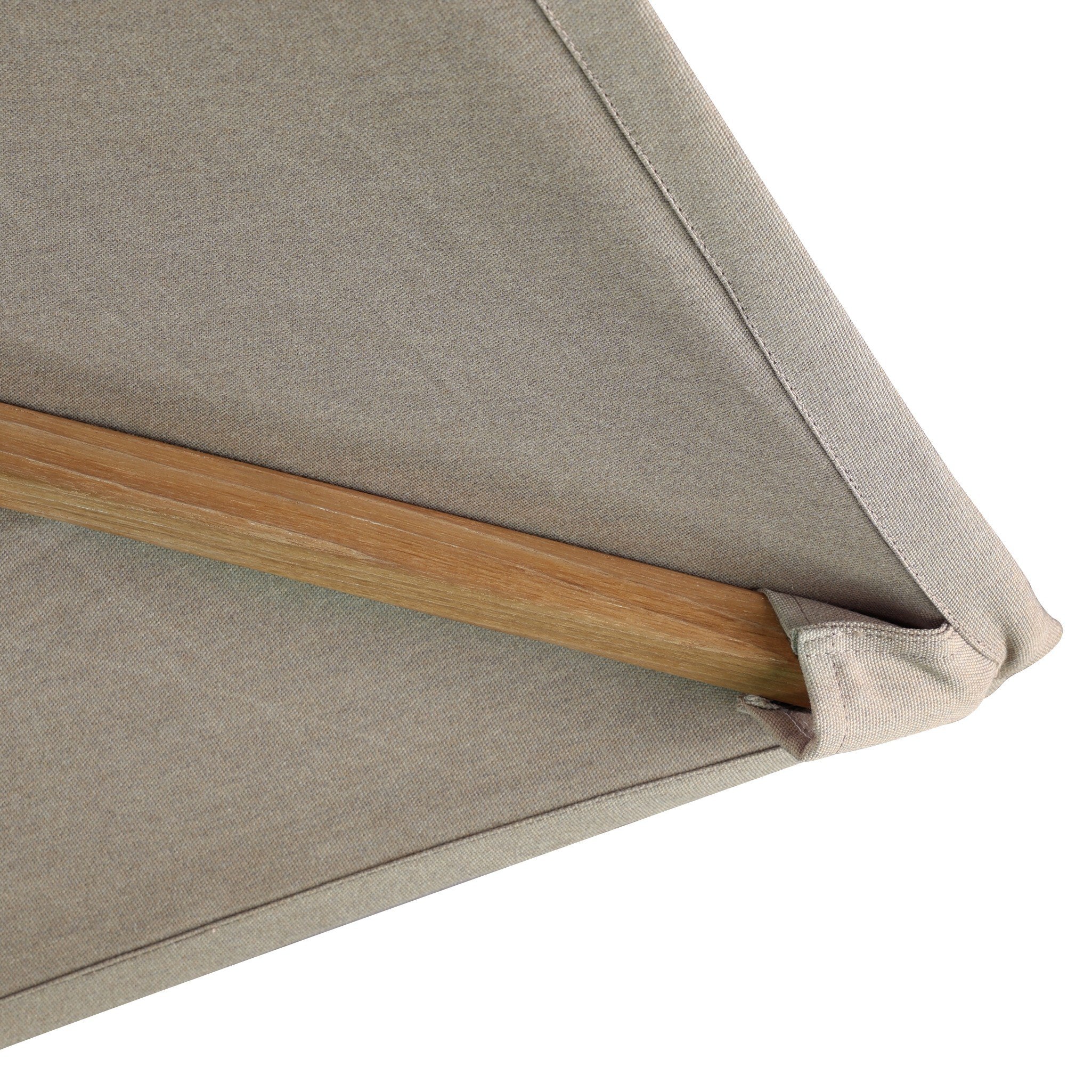 Four Hands Baska Outdoor Rectangular Umbrella — Ibiza Mole-Fine Sanded Teak-FSC-Sienna Brown Leather