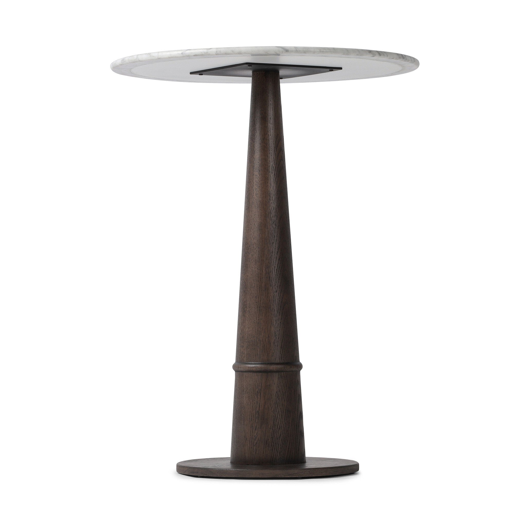 Four Hands Goetz Bar + Counter Table — Brown Ash-Honed White Marble-Bar