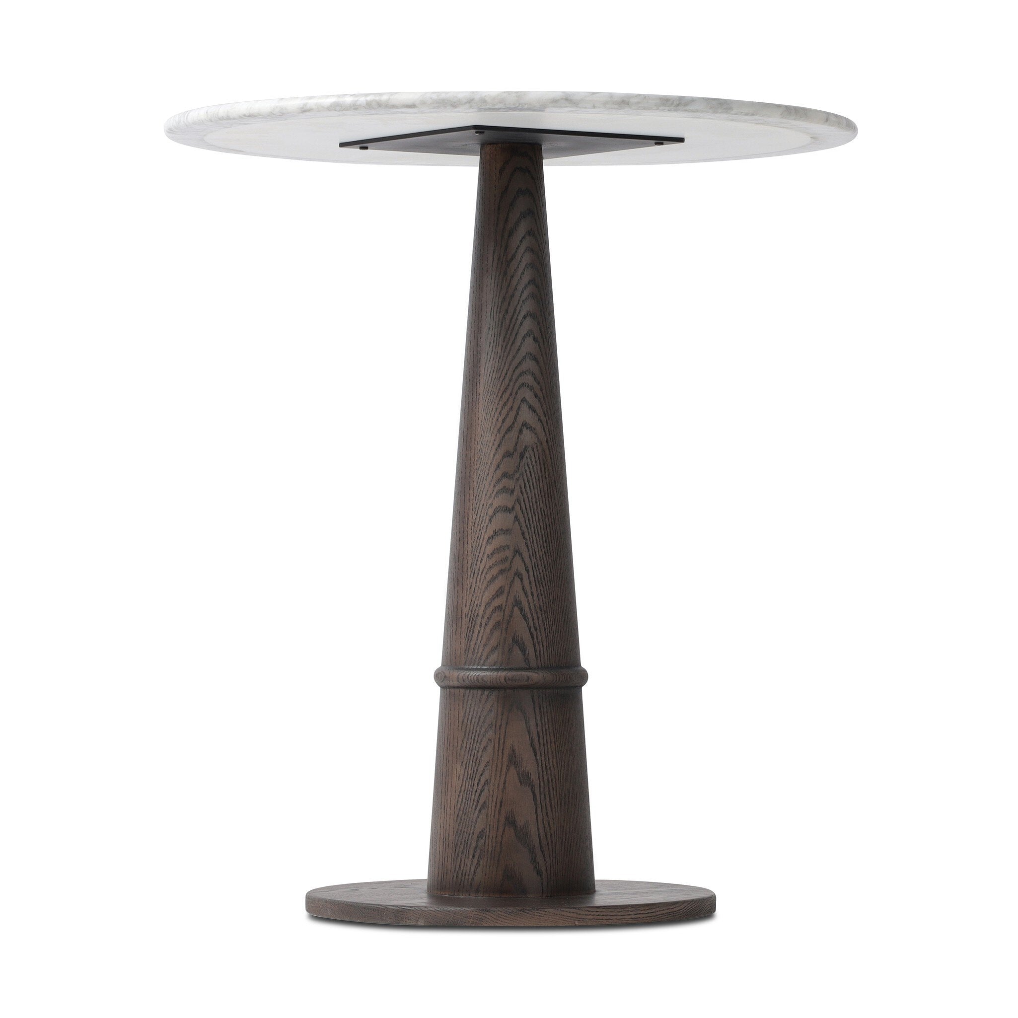 Four Hands Goetz Bar + Counter Table — Brown Ash-Honed White Marble-Counter
