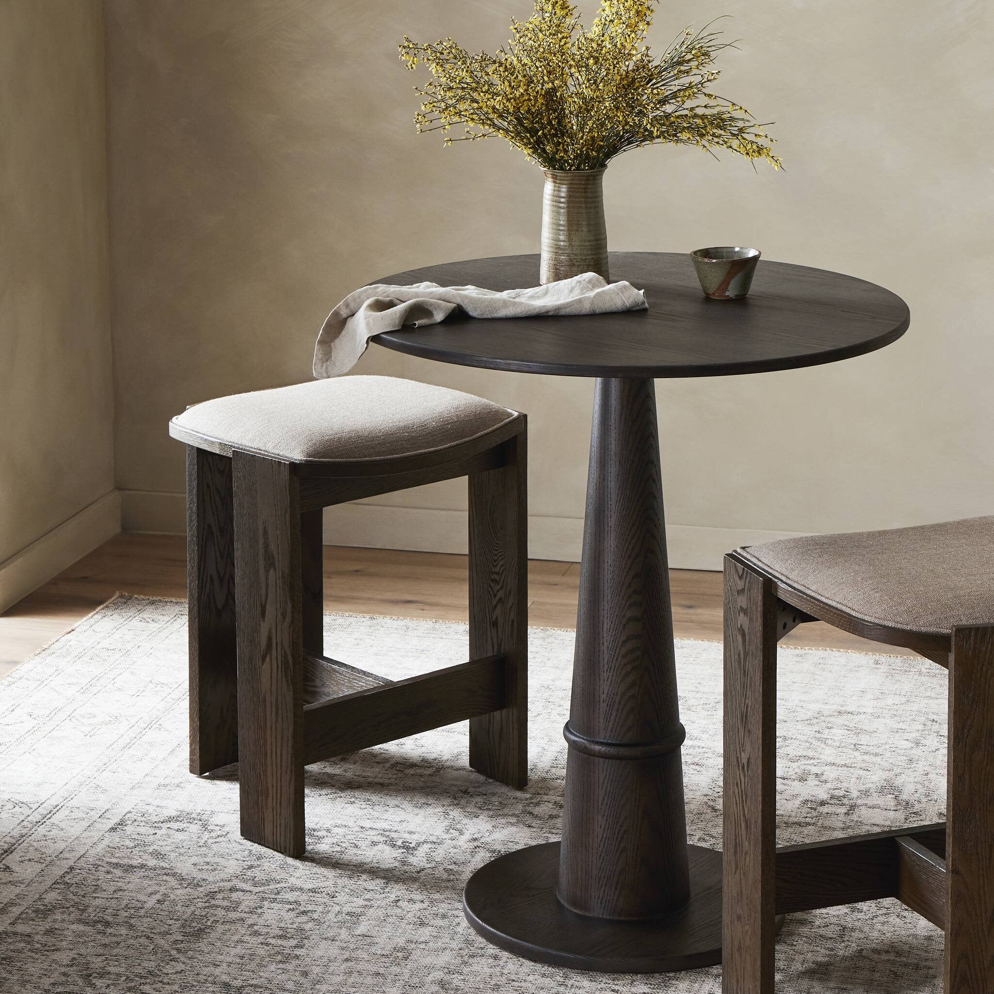 Four Hands Goetz Bar + Counter Table — Brown Ash-Brown Oak Veneer-Counter
