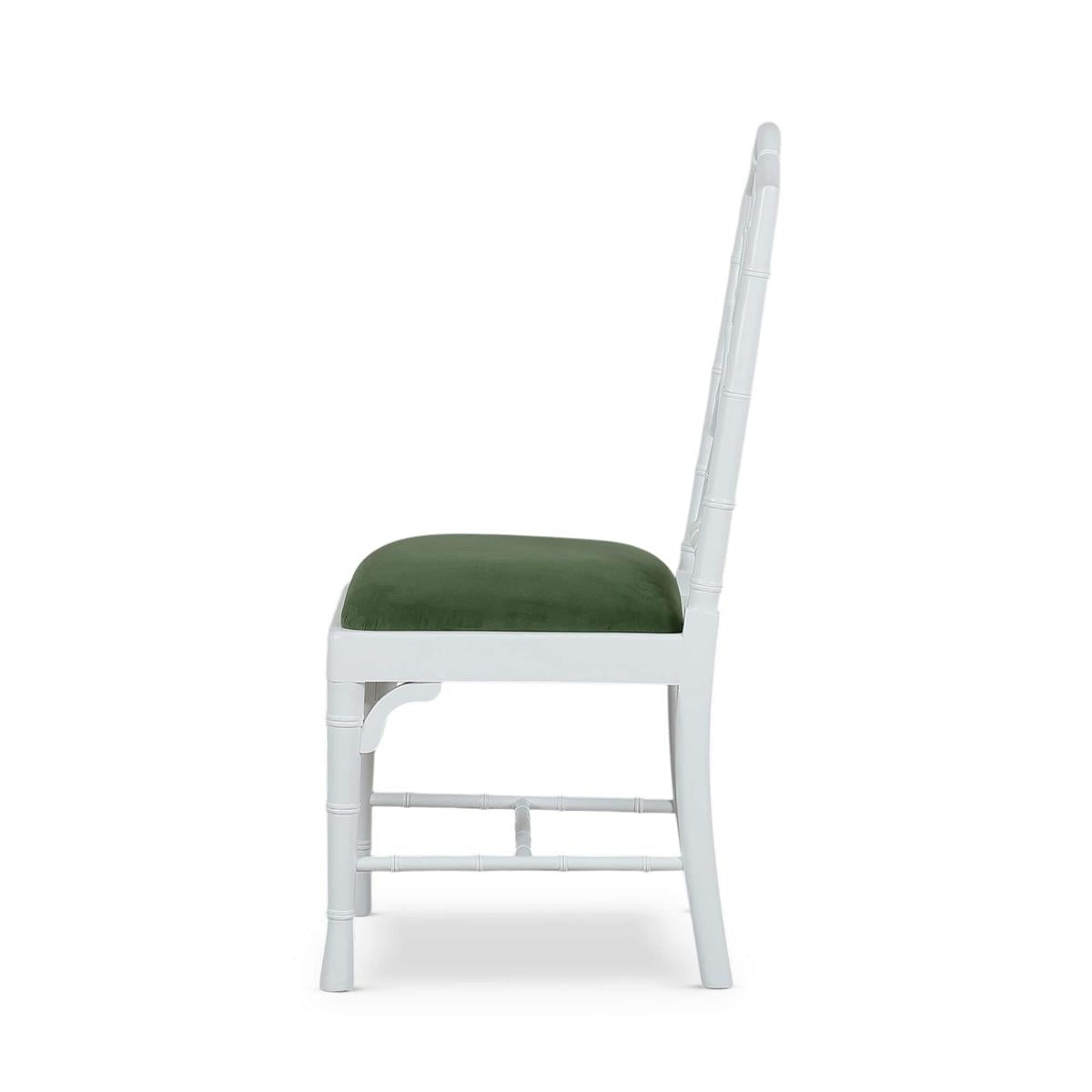 Bramble Martinique Bamboo Dining Chair — True White * / Willow Green Velvet