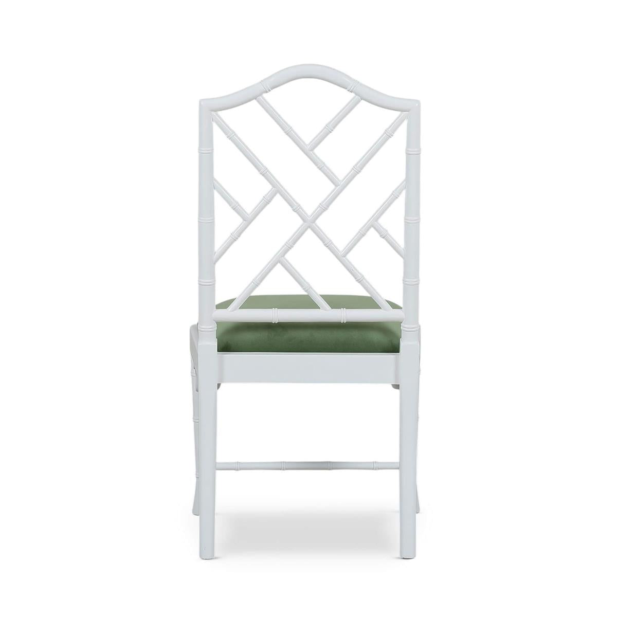 Bramble Martinique Bamboo Dining Chair — True White * / Willow Green Velvet