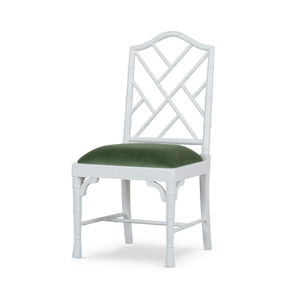 Bramble Martinique Bamboo Dining Chair — True White * / Willow Green Velvet