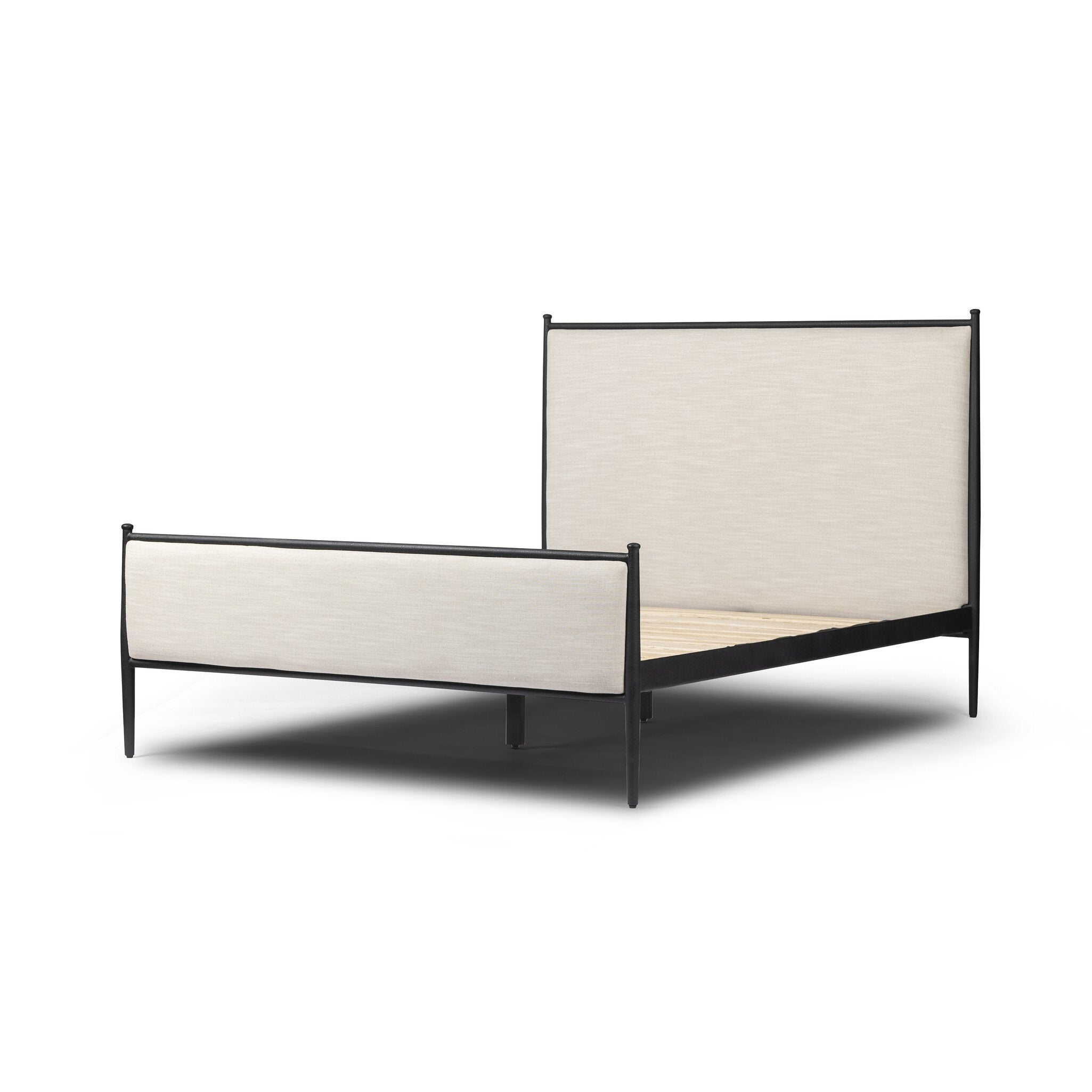 Four Hands Xander Bed — Savoy Parchment-Textured Black Iron-Queen