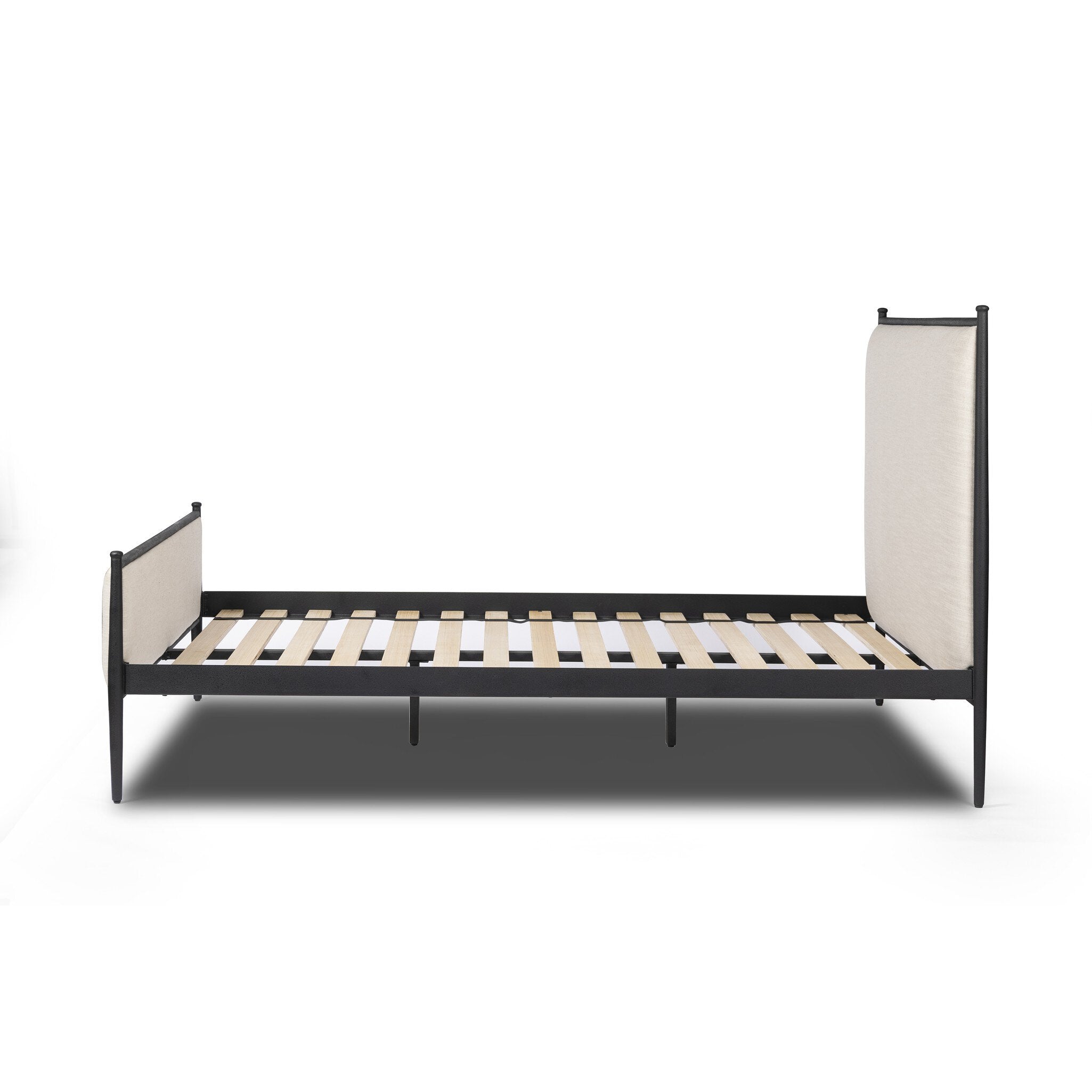 Four Hands Xander Bed — Savoy Parchment-Textured Black Iron-Queen