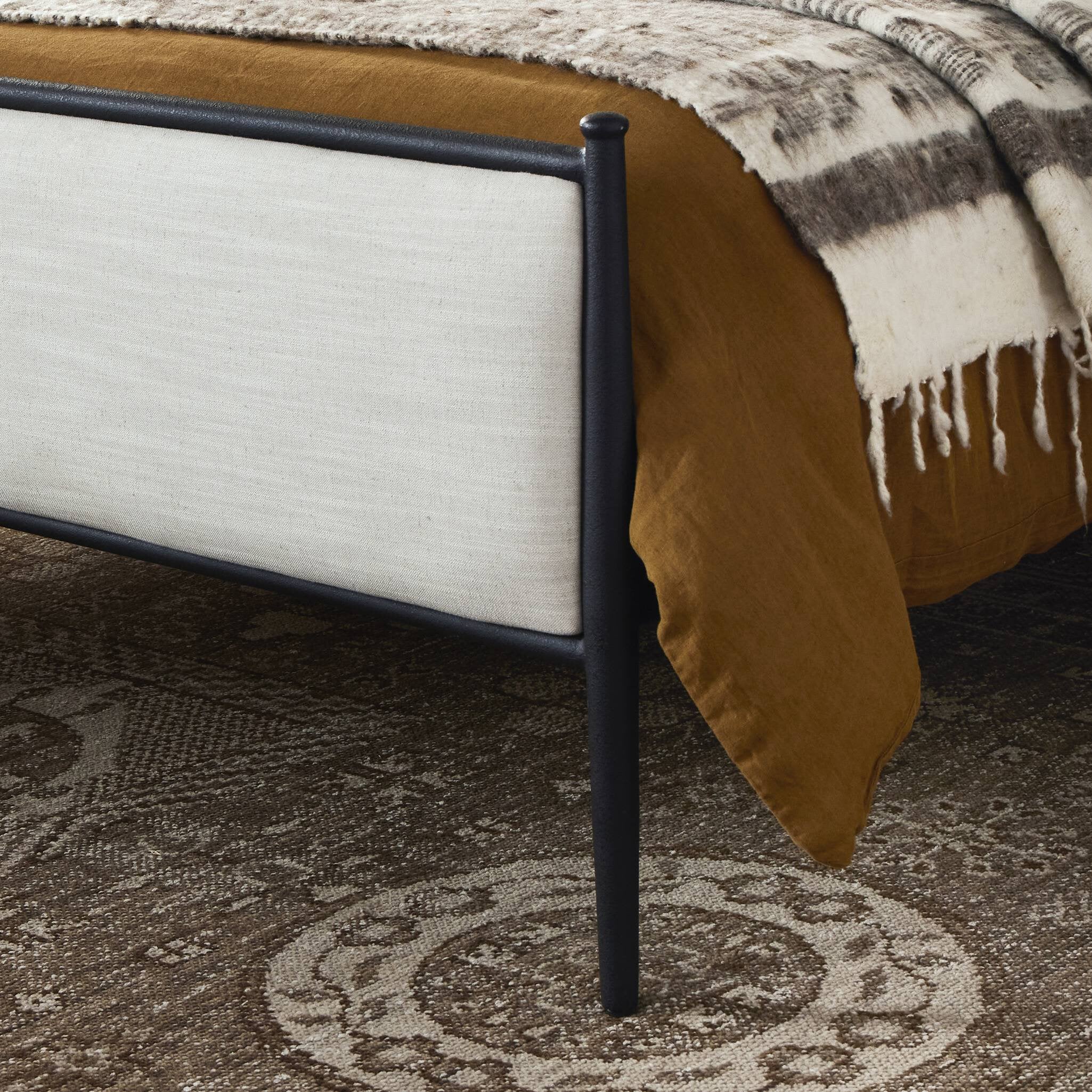 Four Hands Xander Bed — Savoy Parchment-Textured Black Iron-Queen