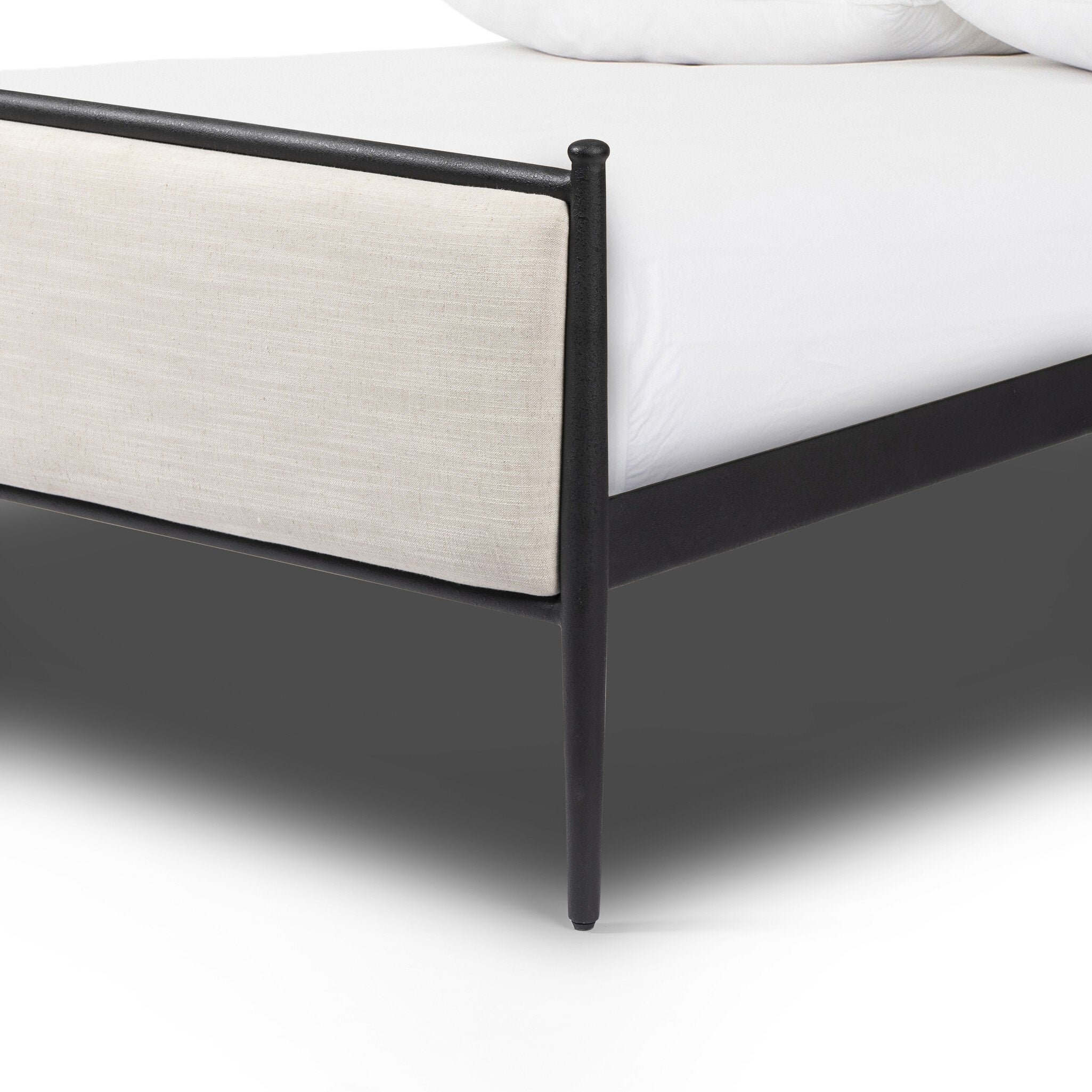 Four Hands Xander Bed — Savoy Parchment-Textured Black Iron-King