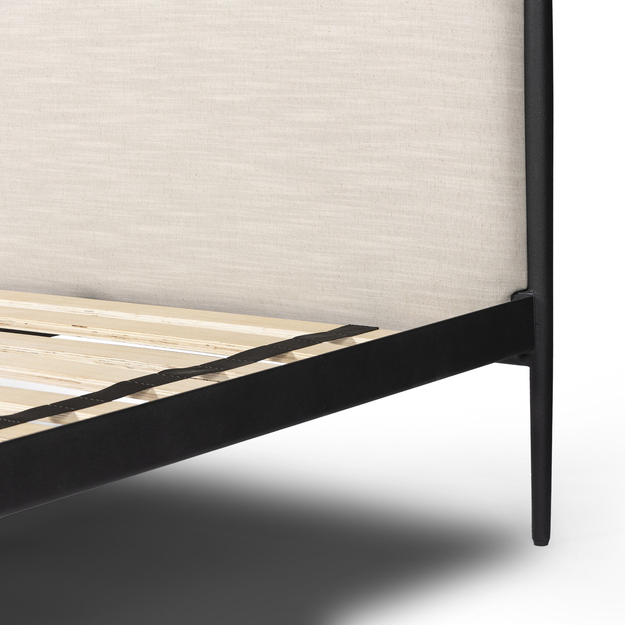 Four Hands Xander Bed — Savoy Parchment-Textured Black Iron-King