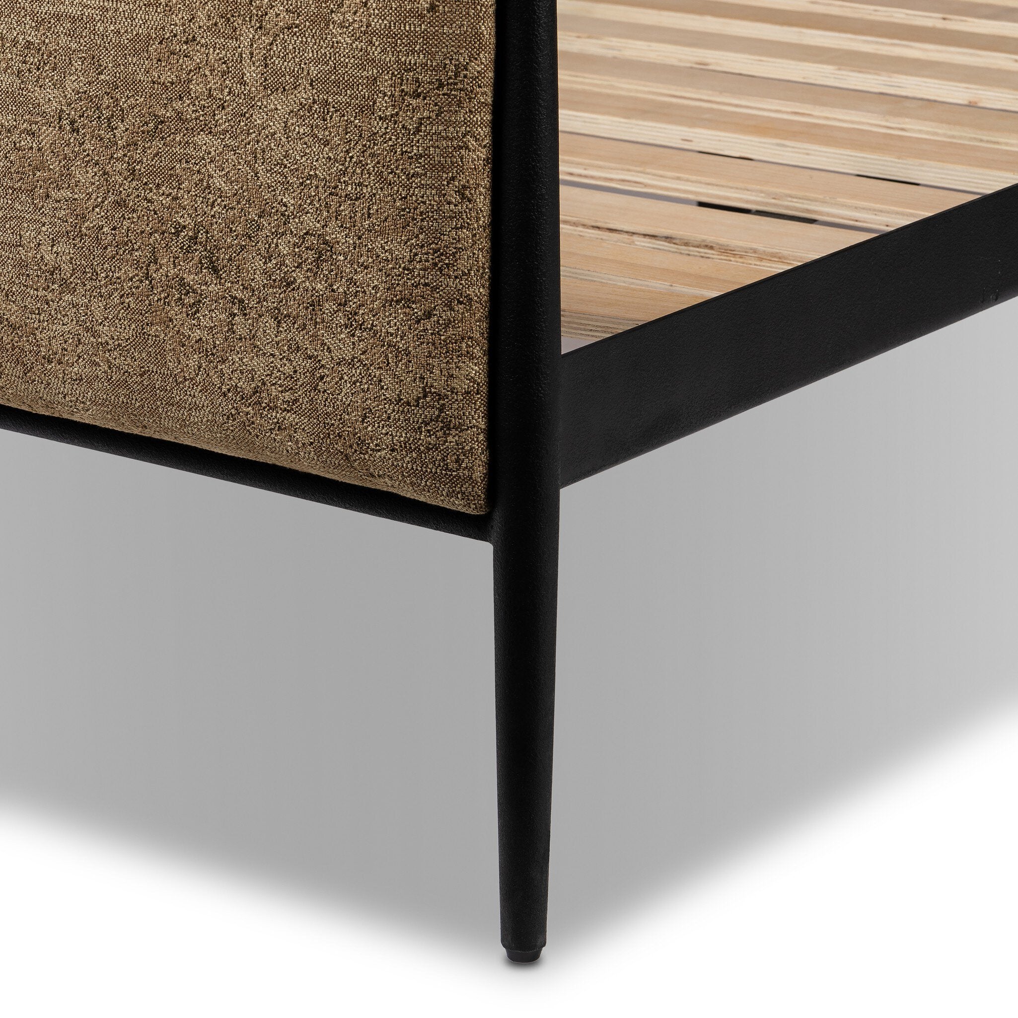 Four Hands Xander Bed — Fallingbrook Cafe-Textured Black Iron-Queen