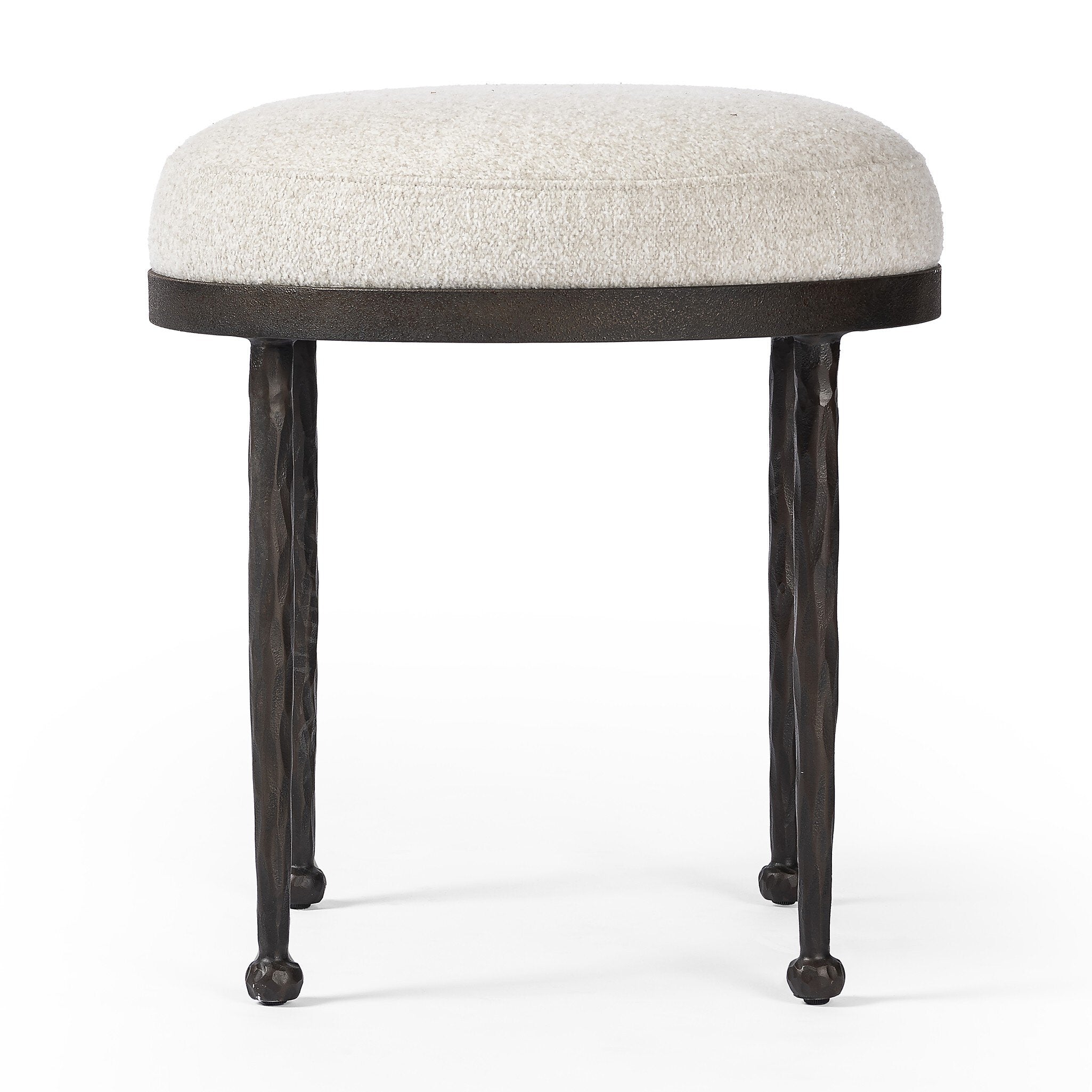 Four Hands Corinne Accent Stool — Crete Pebble-Hammered Bronze-Textured Bronze