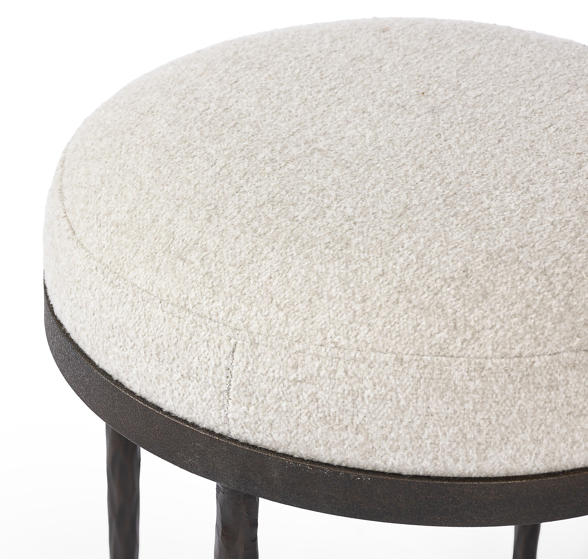 Four Hands Corinne Accent Stool — Crete Pebble-Hammered Bronze-Textured Bronze