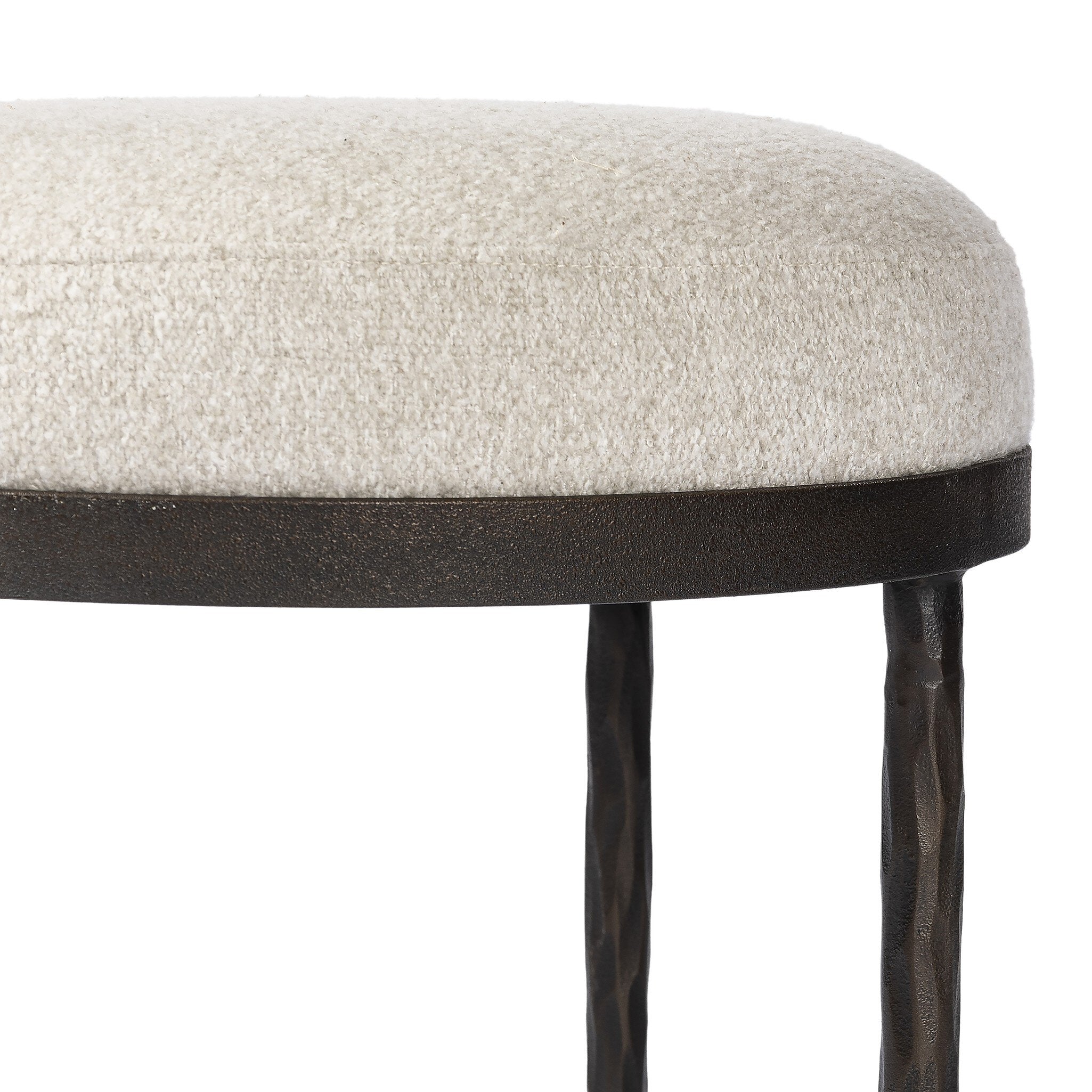 Four Hands Corinne Accent Stool — Crete Pebble-Hammered Bronze-Textured Bronze