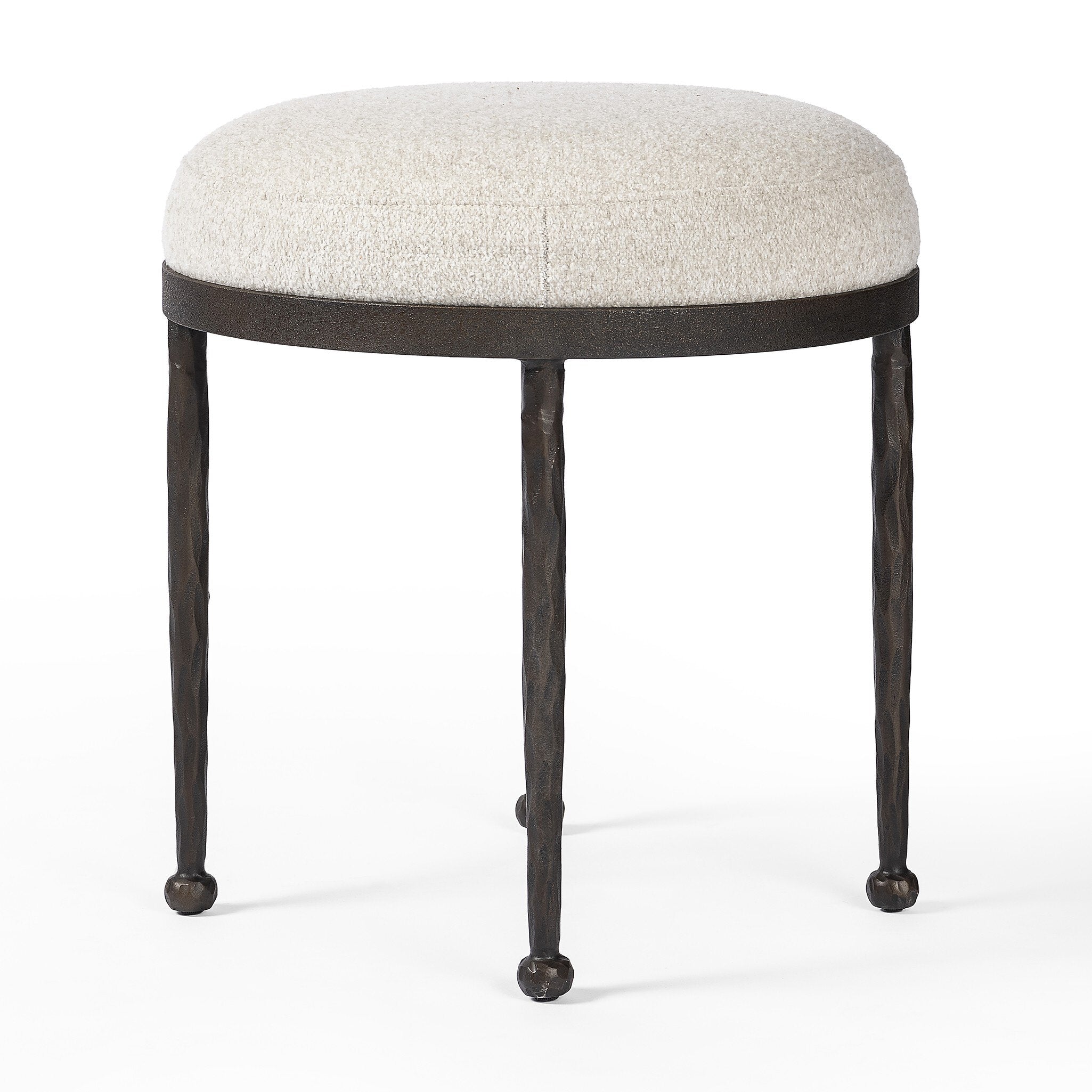 Four Hands Corinne Accent Stool — Crete Pebble-Hammered Bronze-Textured Bronze