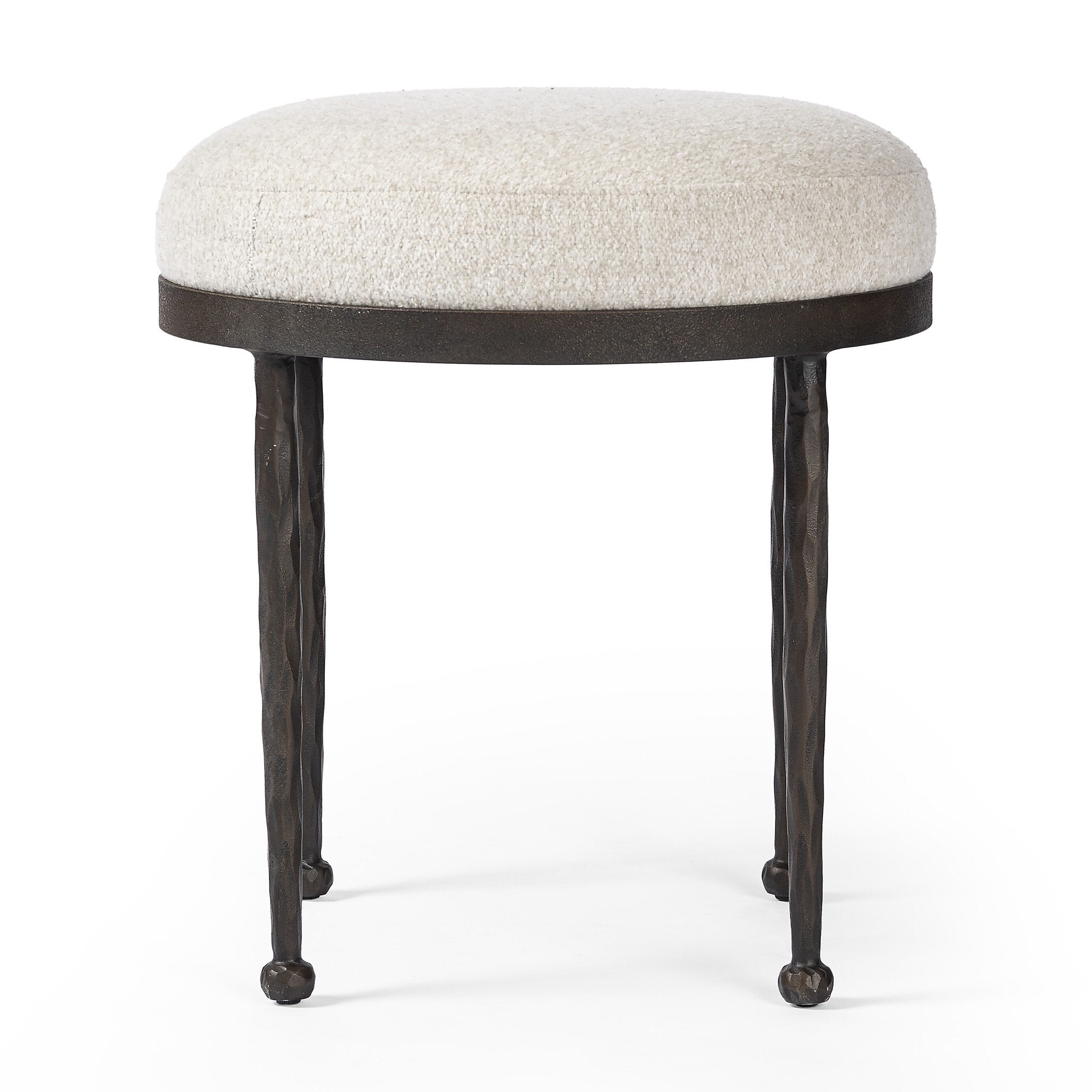 Four Hands Corinne Accent Stool — Crete Pebble-Hammered Bronze-Textured Bronze