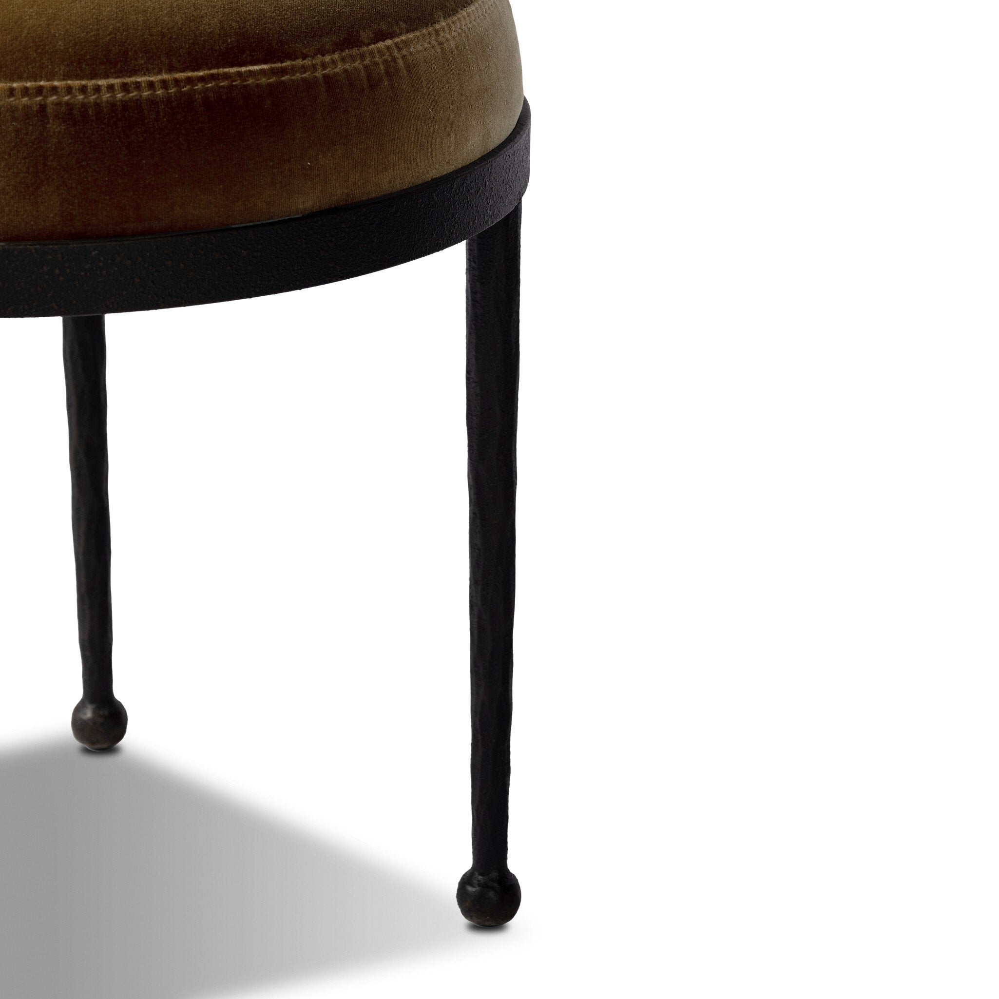 Four Hands Corinne Accent Stool — Surrey Ochre-Hammered Bronze-Textured Bronze