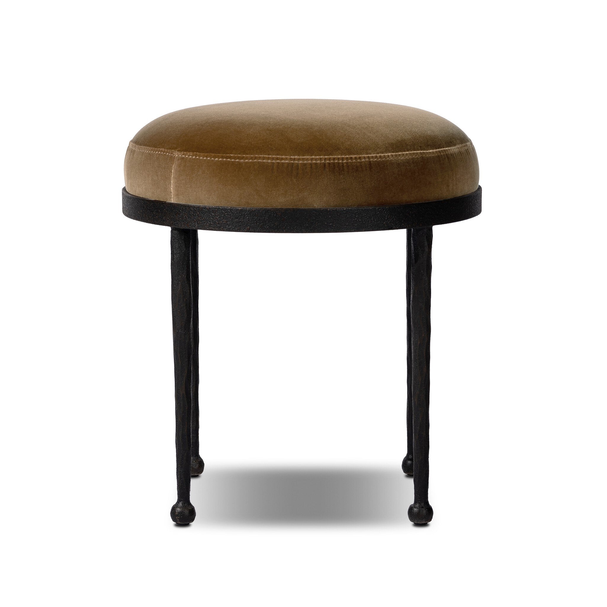 Four Hands Corinne Accent Stool — Surrey Ochre-Hammered Bronze-Textured Bronze