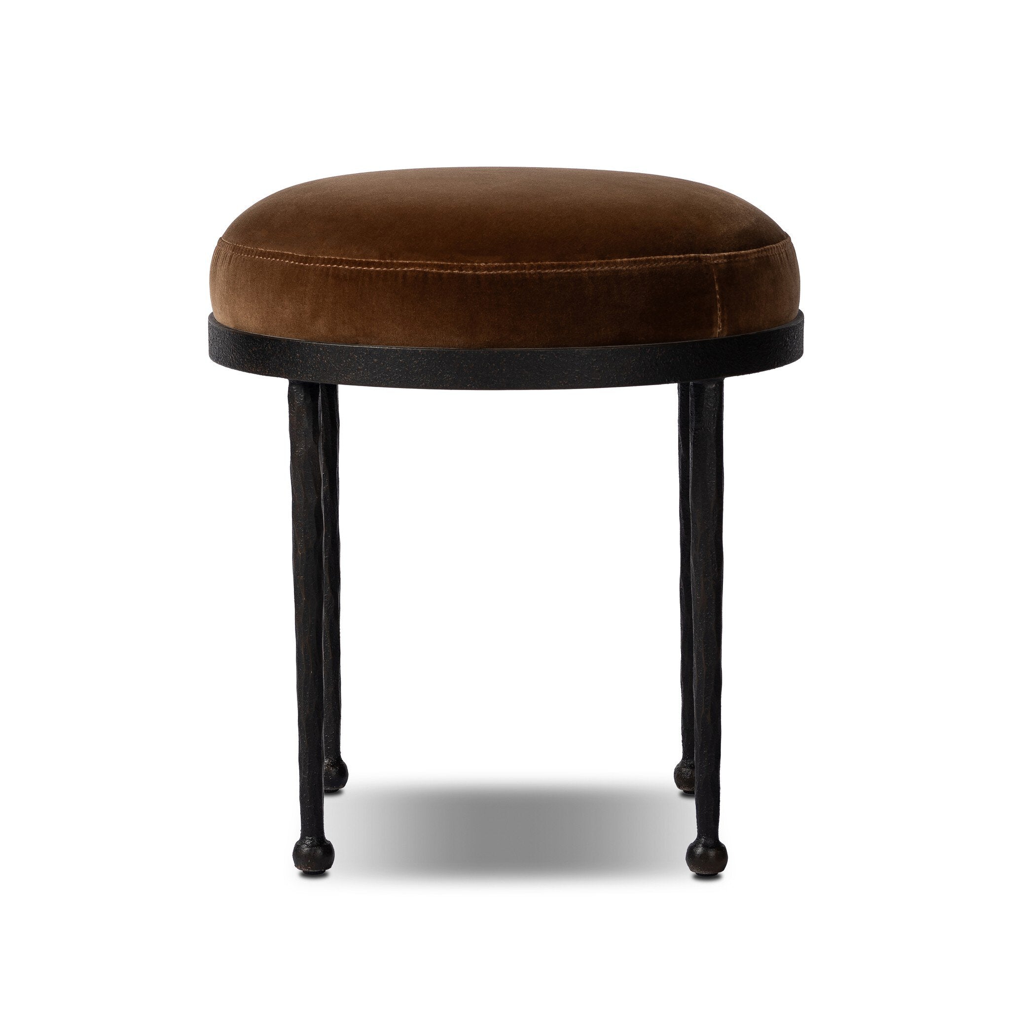 Four Hands Corinne Accent Stool — Surrey Ochre-Hammered Bronze-Textured Bronze