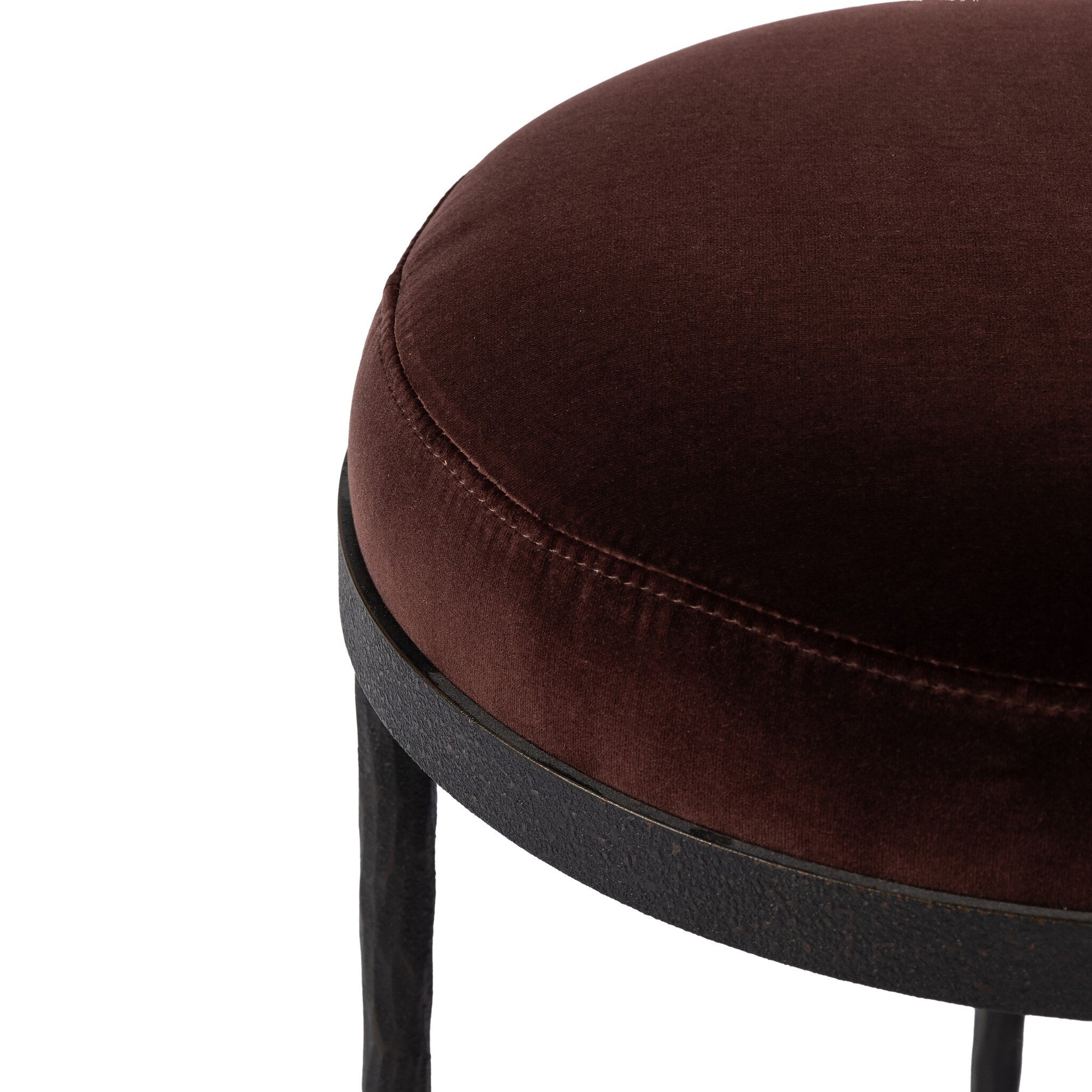 Four Hands Corinne Accent Stool — Surrey Plum-Textured Bronze-Hammered Bronze