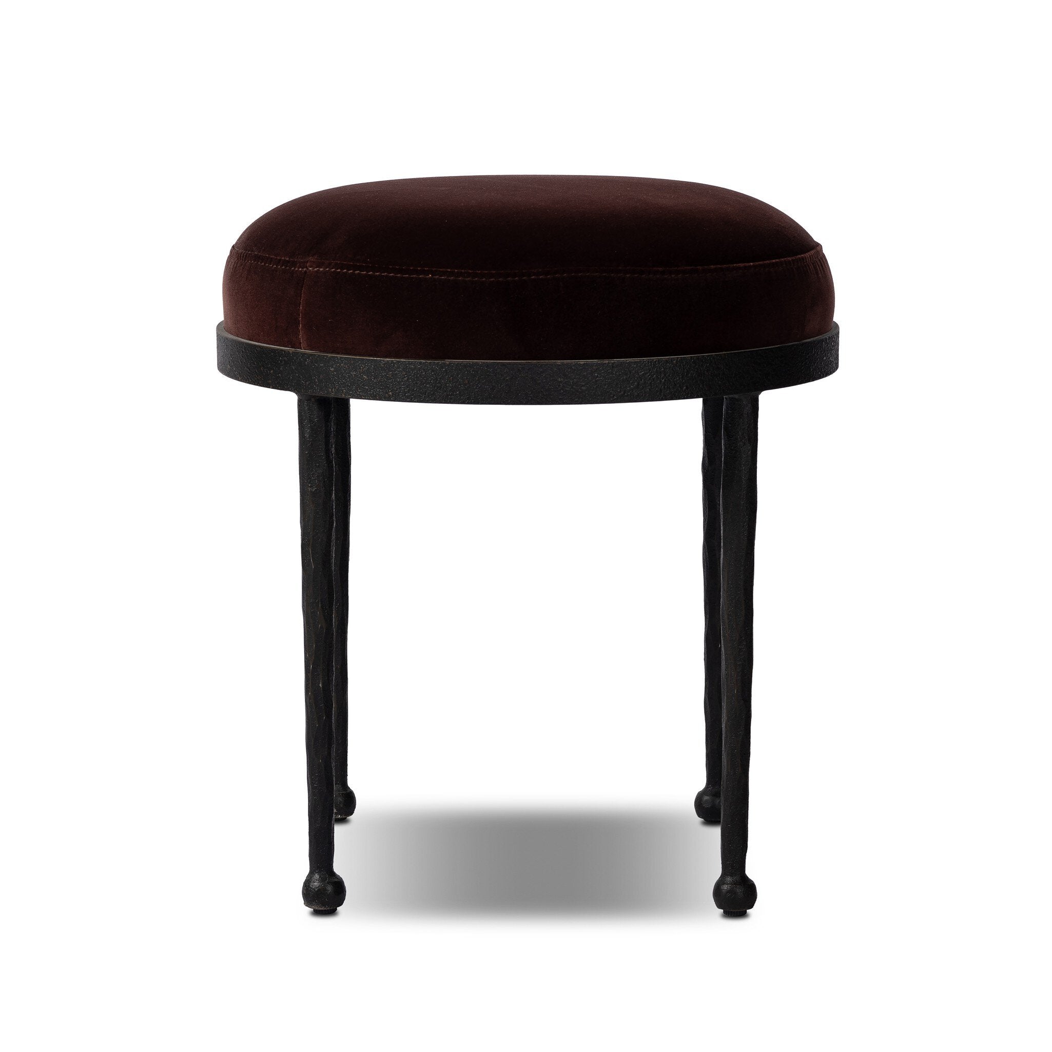 Four Hands Corinne Accent Stool — Surrey Plum-Textured Bronze-Hammered Bronze